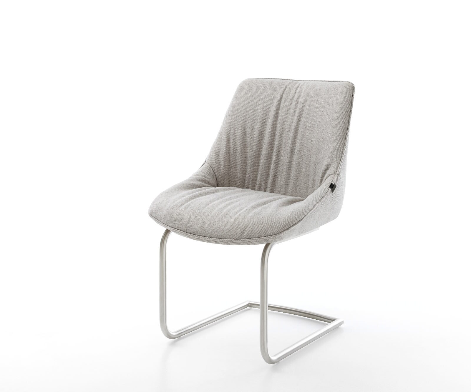 Cantilever Elda-Flex rayures gris clair pied cantilever rond acier inoxydable brossé