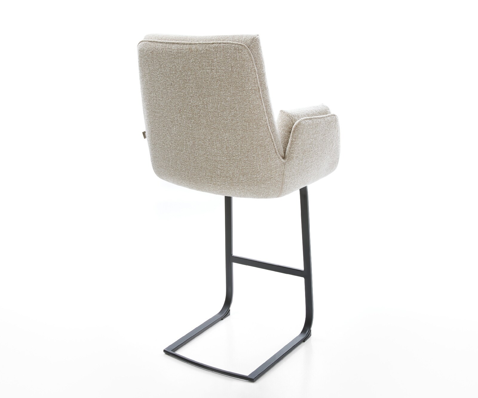 Chaise-de-bar Clea-Flex Tissu tissé doux Beige Pied cantilever plat noir Noir 4