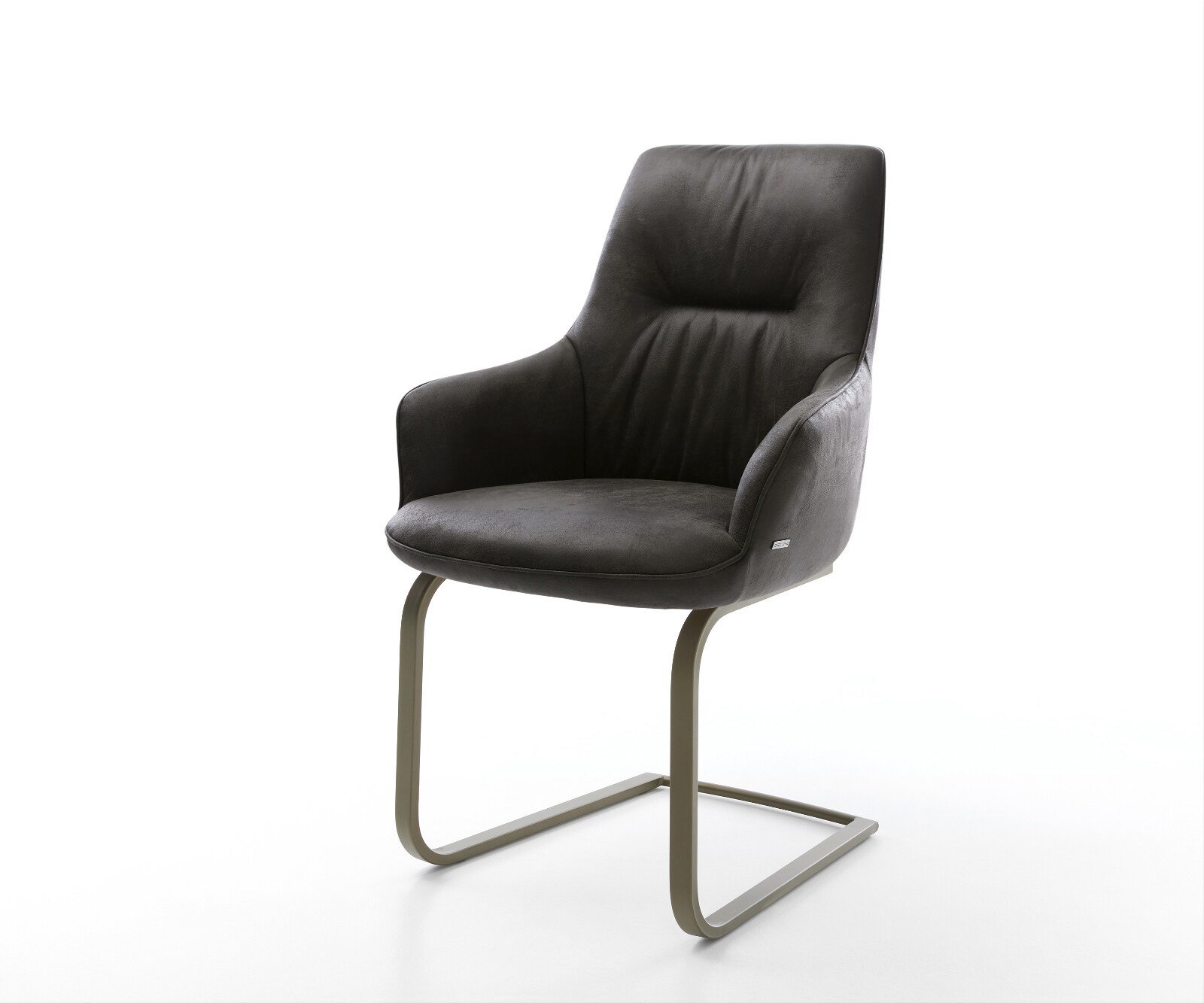 Cantilever Zelia-Flex avec accoudoirs microfibre antracite vintage pied cantilever plat aspect titane ressorts ensachés 1