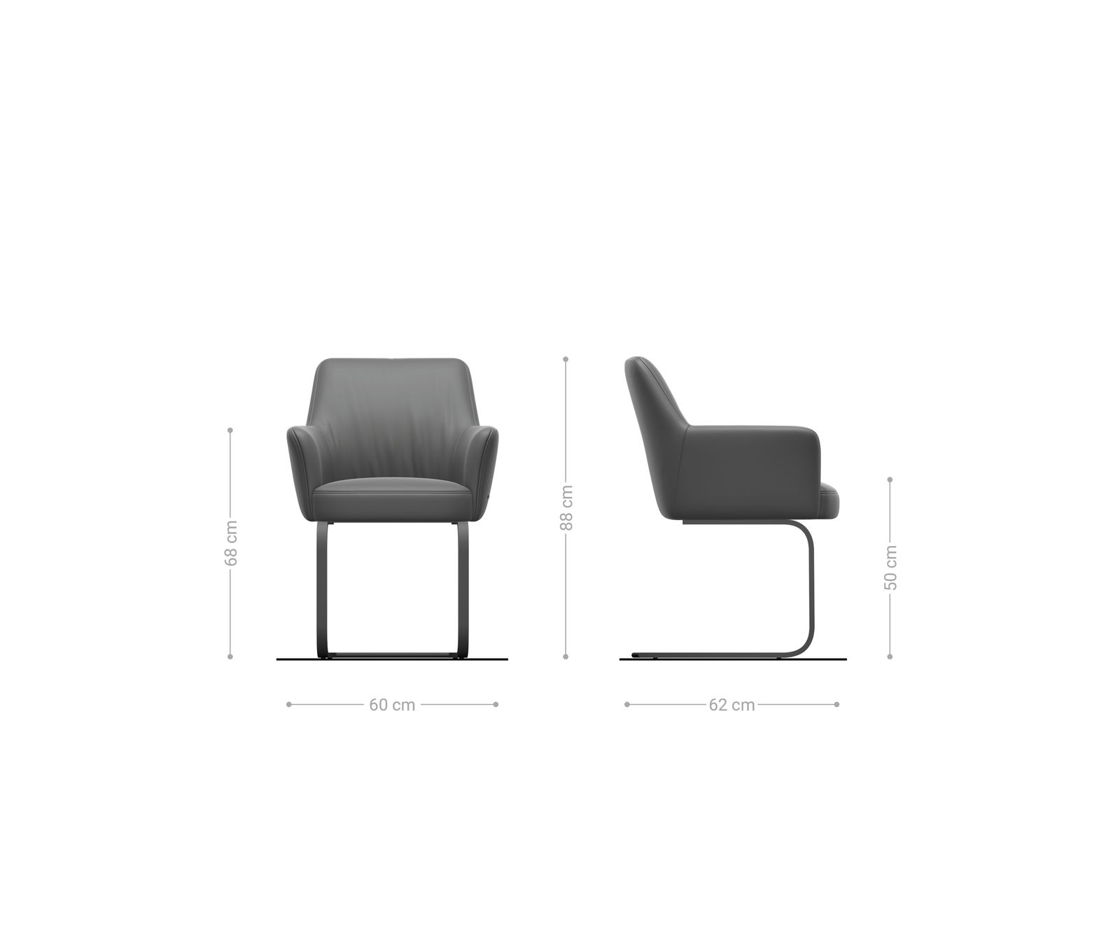 Cantilever Xana-Flex avec accoudoirs cuir de vache noir pied cantilever plat aspect titane ressorts ensachés 6