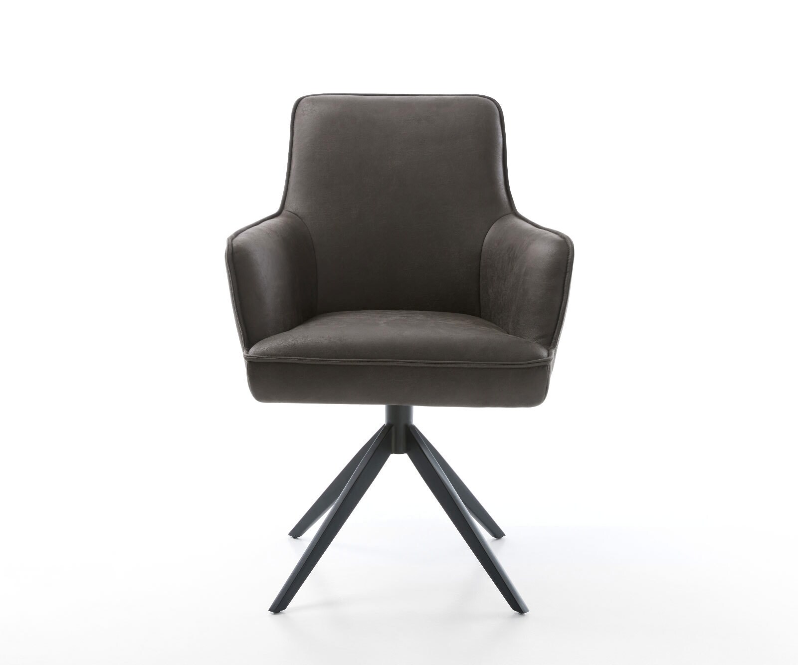 Chaise-pivotante Heira-Flex microvelours anthracite vintage pied croisé large noir pivotement sur 360° fonction bascule ressorts ensachés 1