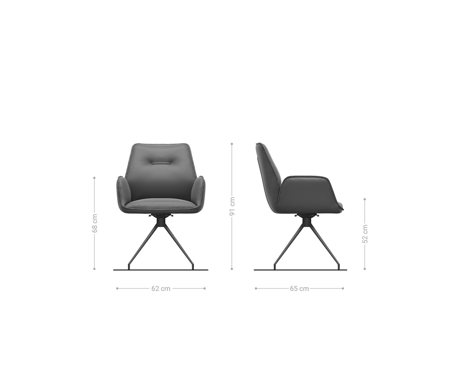 Chaise-de-salle-à-manger Zoa-Flex cuir de vache couleur boue pied croisé conique noir ressorts ensachés 6