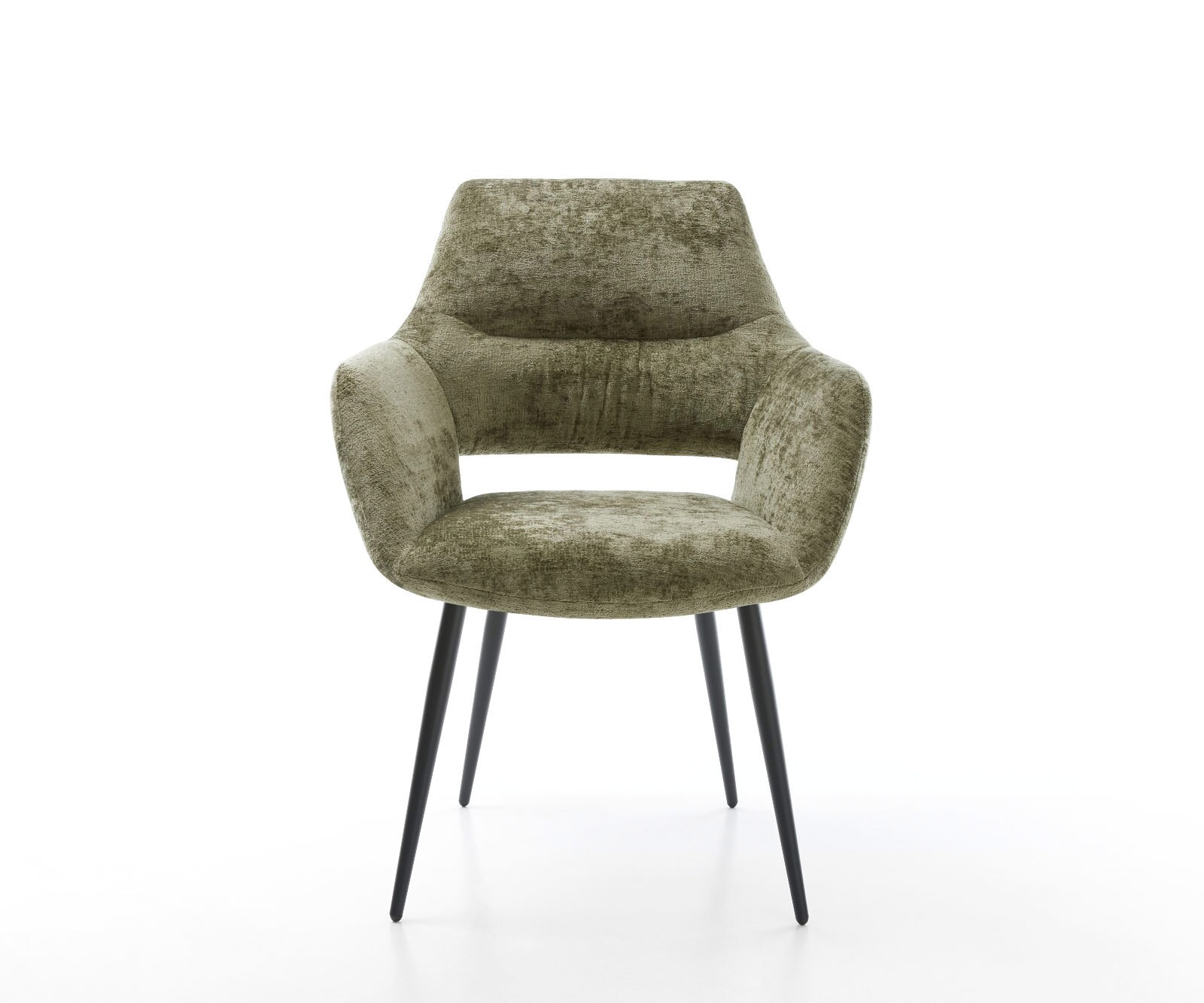 Chaise-de-salle-à-manger Yago-Flex avec accoudoirs chenille olive 4 pieds coniques noir ressorts ensachés 1 Chaise-de-salle-à-manger Yago-Flex avec accoudoirs chenille olive 4 pieds coniques noir ressorts ensachés 1