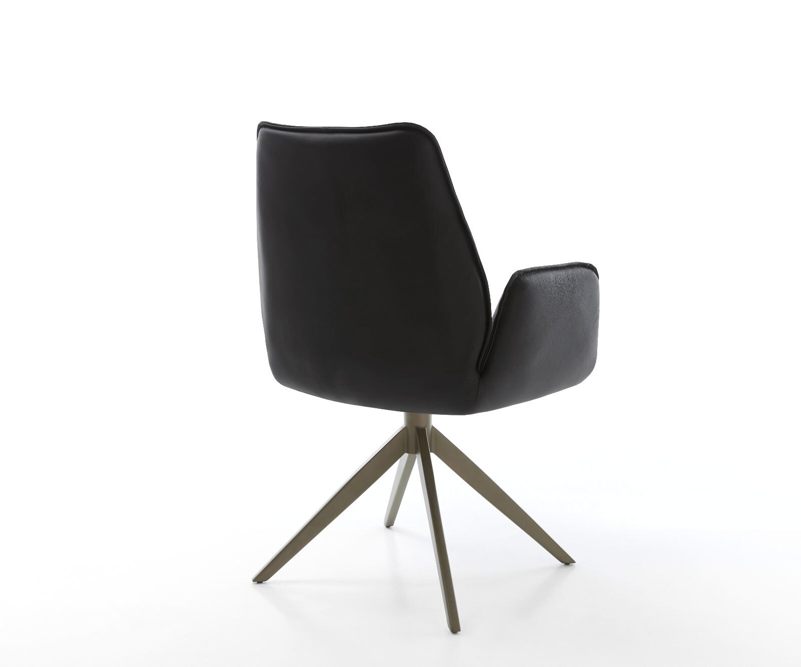Chaise-pivotante Zoa-Flex cuir de vache noir pied croisé large aspect titane pivotement sur 360° fonction bascule ressorts ensachés 2