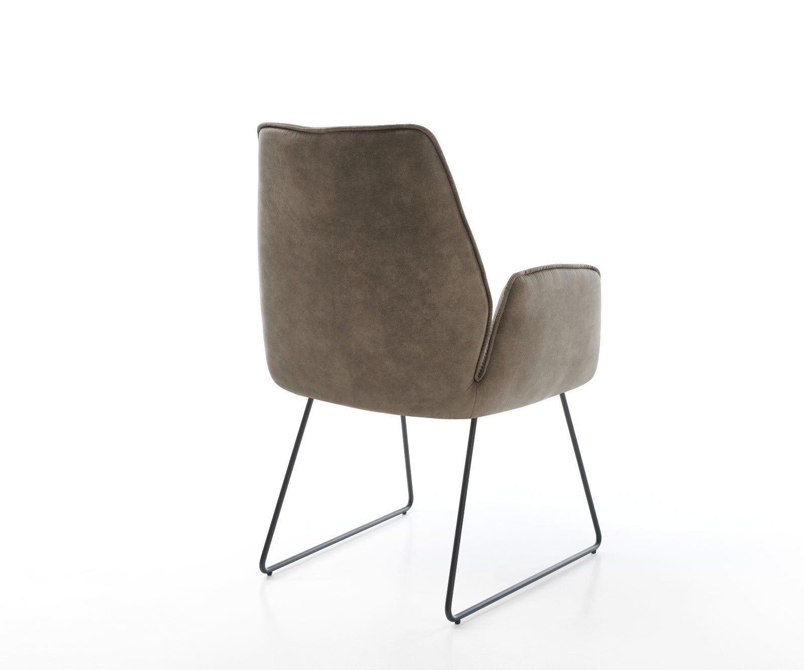 Chaise-de-salle-à-manger Zoa-Flex microvelours taupe vintage pied trapèze noir ressorts ensachés 4