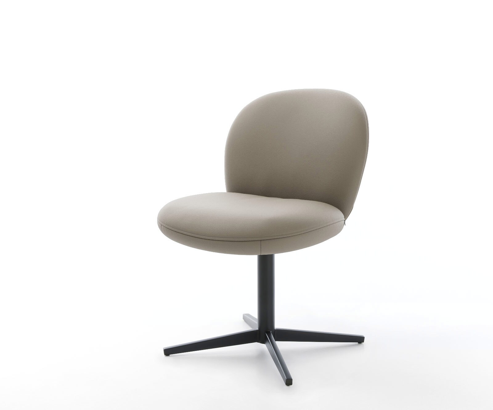 Chaise-pivotante Nube-Flex cuir de vache couleur boue pied de chaise 4 branches noir pivotement sur 360° ressorts ensachés