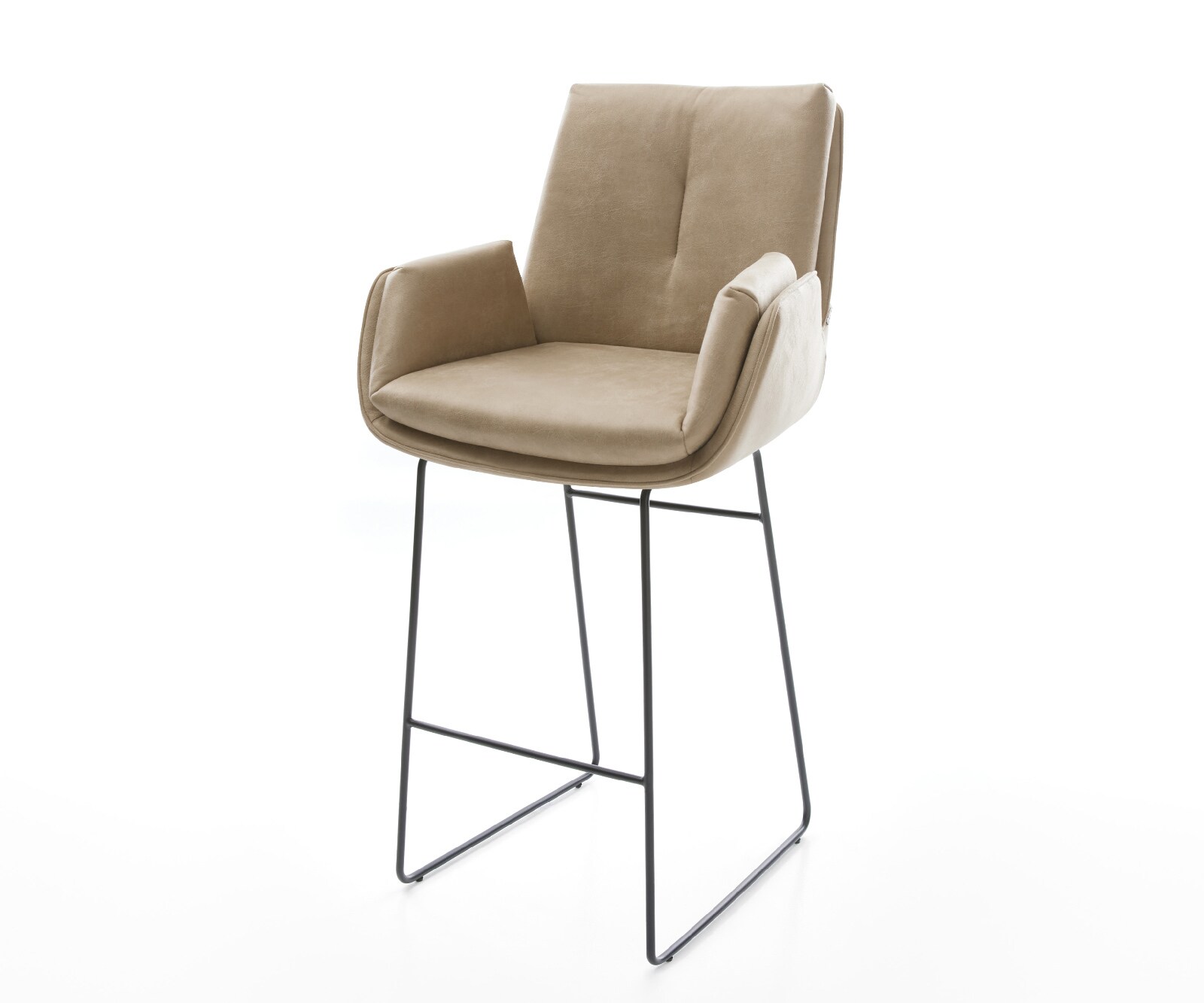 Chaise-de-bar Clea-Flex Microfibre Beige vintage Pied trapèze noir Noir