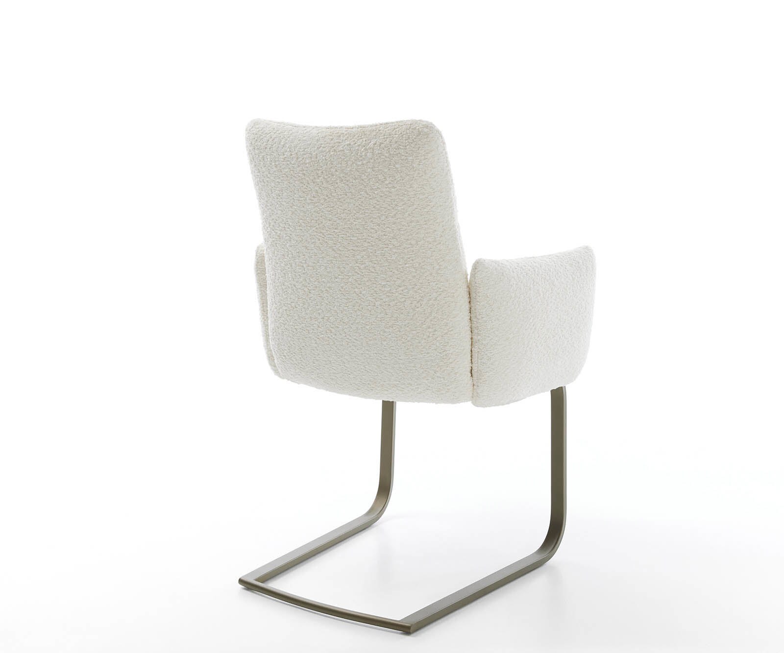 Cantilever Jova-Flex avec accoudoirs bouclé blanc pied cantilever plat aspect titane ressorts ensachés 4 Cantilever Jova-Flex avec accoudoirs bouclé blanc pied cantilever plat aspect titane ressorts ensachés 4