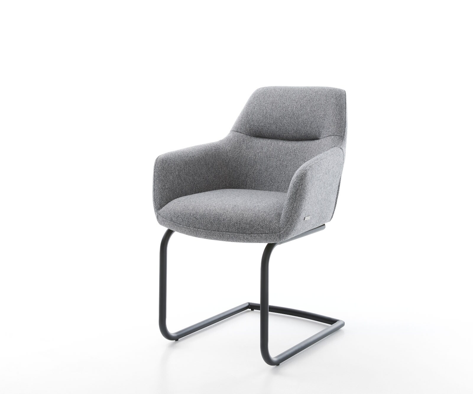 Cantilever Pejo-Flex tissu texturé gris clair pied cantilever rond noir ressorts ensachés