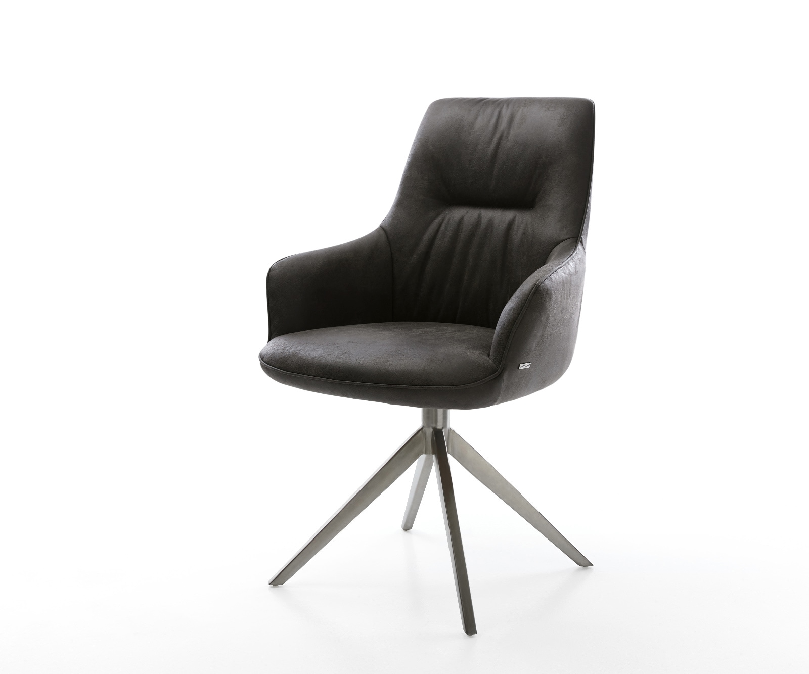 Chaise-pivotante Zelia-Flex avec accoudoirs microfibre antracite vintage pied croisé large grafiete pivotement sur 360° fonction bascule ressorts ensachés 1