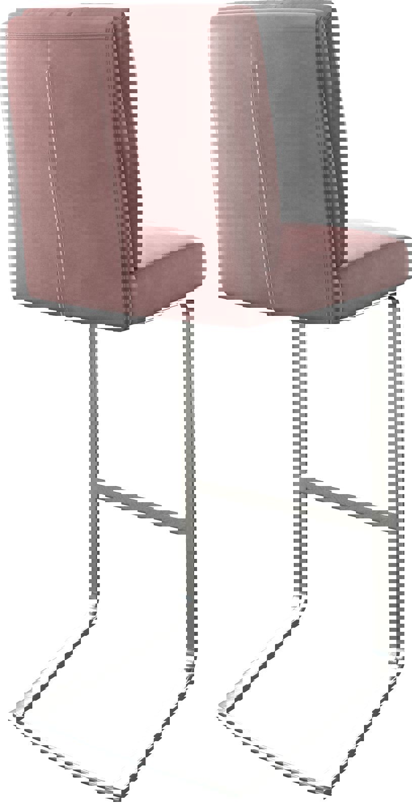 Chaise-de-bar Pela-Flex velours rosé chaise cantilever acier plat inoxydable 4