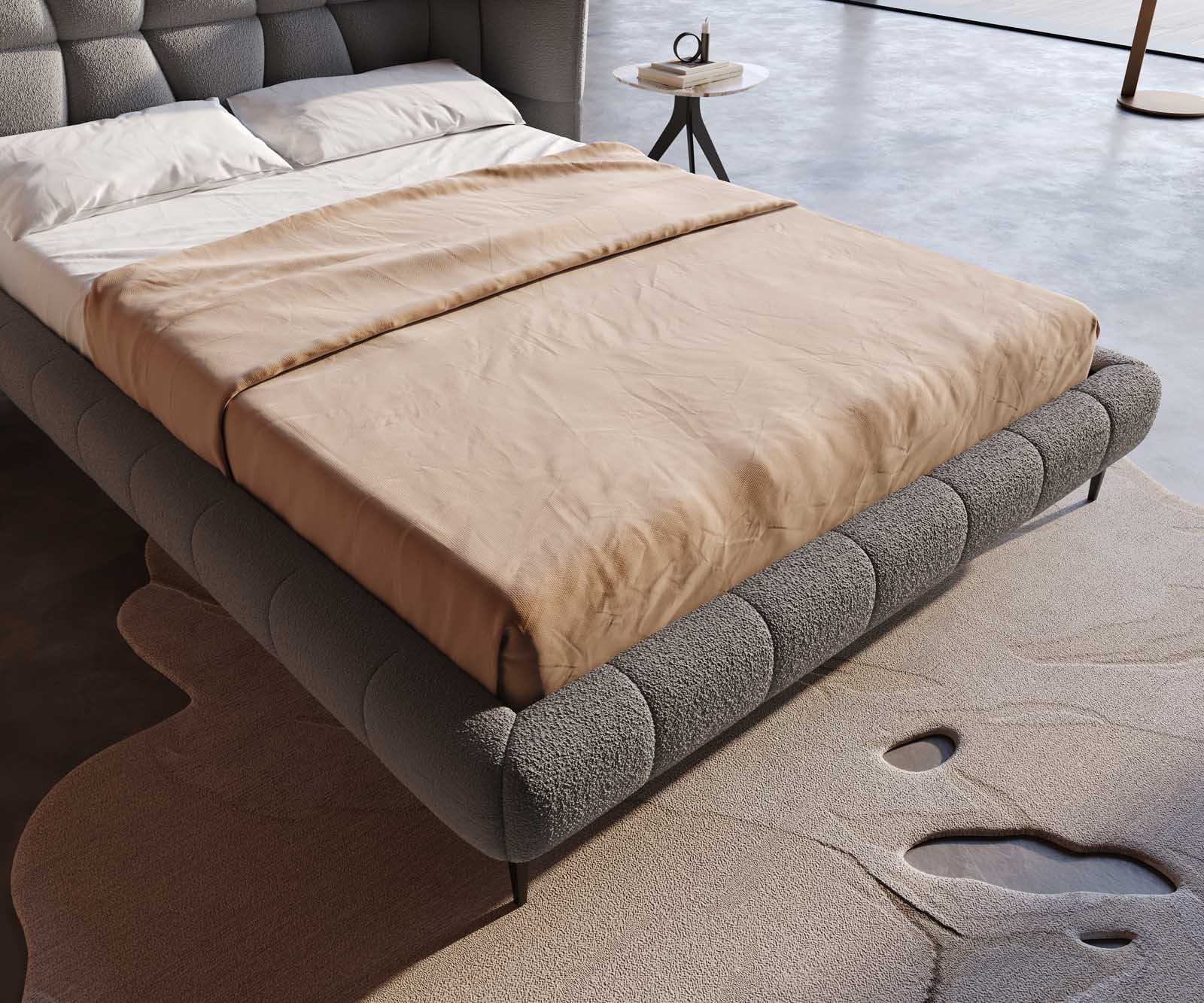 Sommier rembourré Capujo 140x200 cm Bouclé Gris Argenté 4 Sommier rembourré Capujo 140x200 cm Bouclé Gris Argenté 4