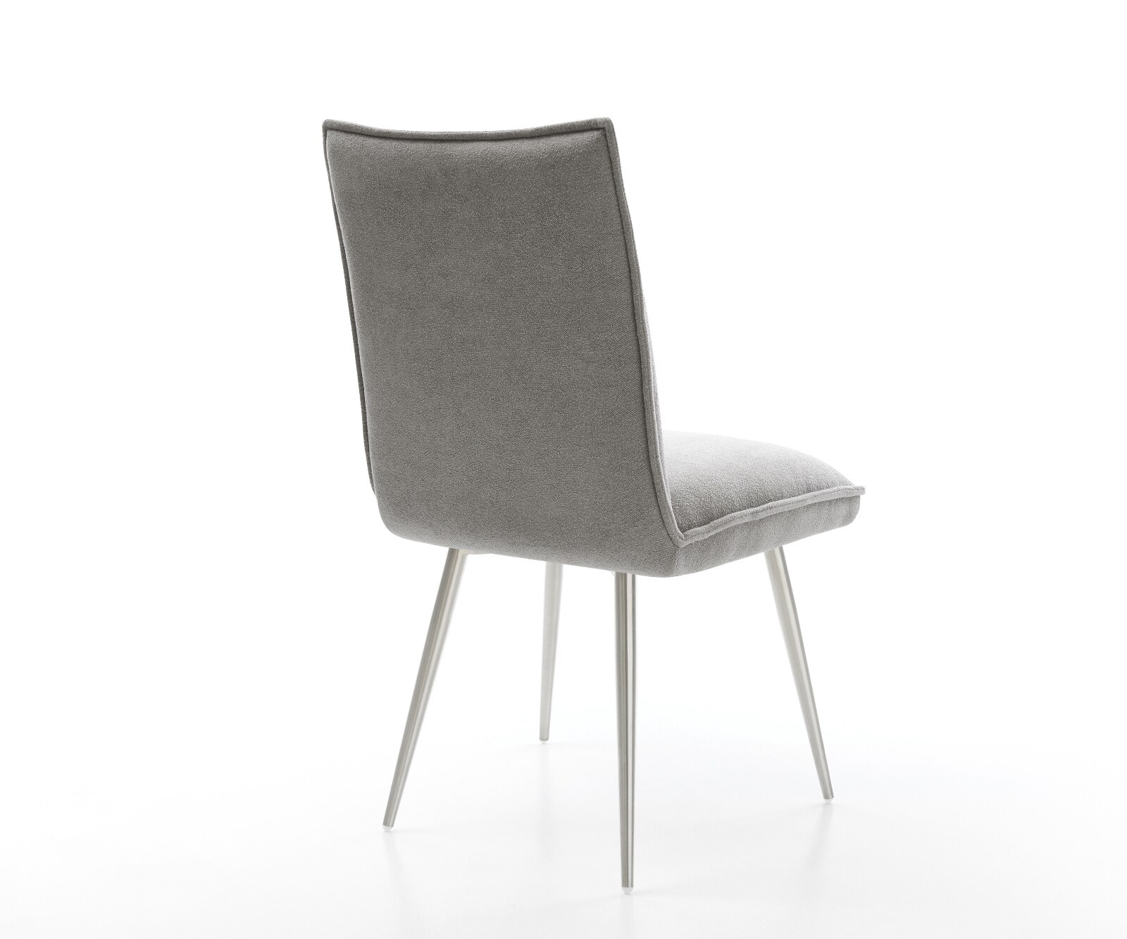 Chaise-de-salle-à-manger Lelio-Flex tissu structuré doux gris 4 pieds coniques acier inoxydable resorts ensachés 5