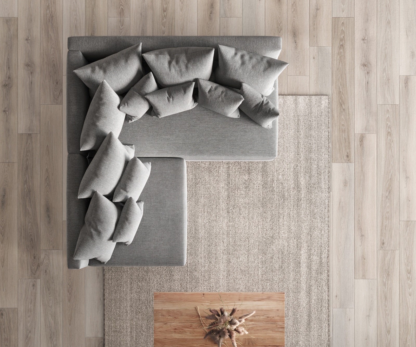 Canapé Clovis gris tissu plat ottoman droit canapé modulaire 4 Canapé Clovis gris tissu plat ottoman droit canapé modulaire 4