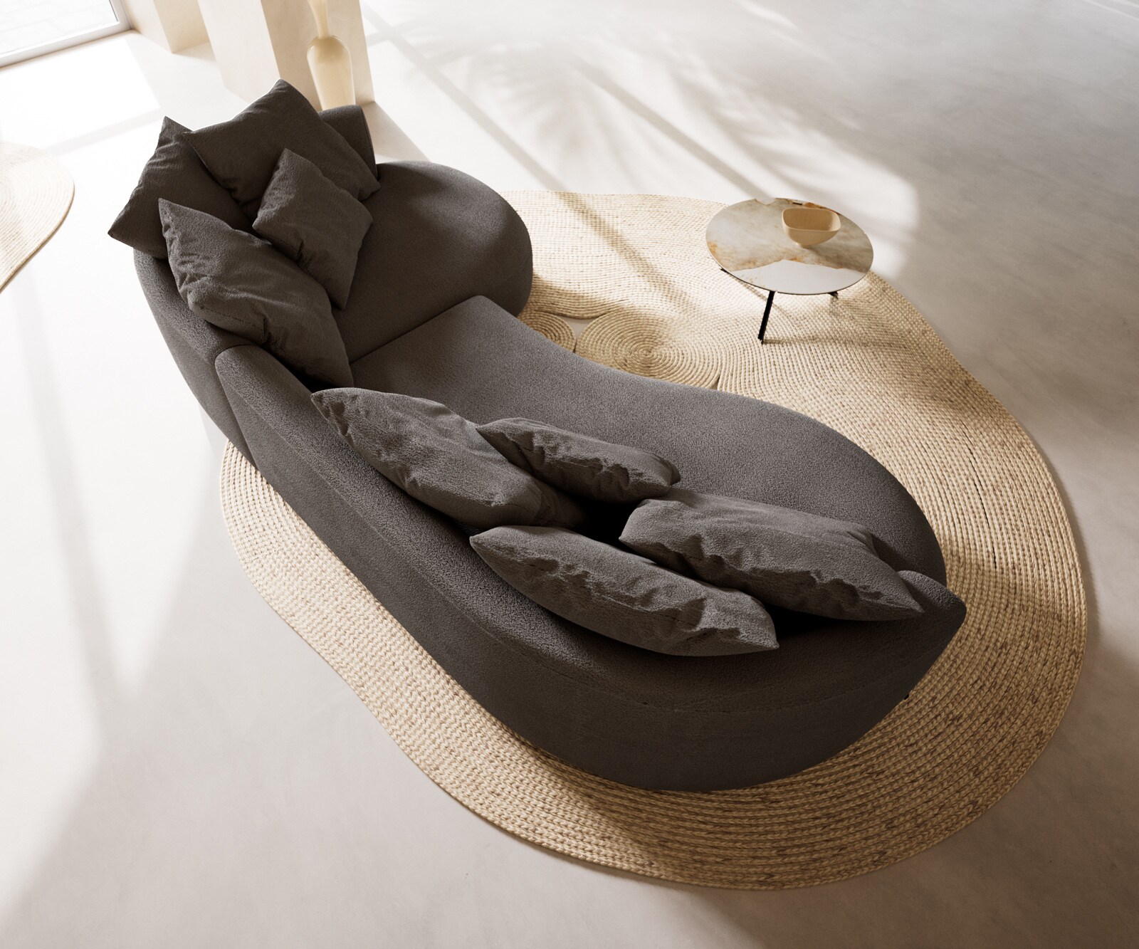 Grand-canapé Edina 330 x 170 cm Bouclé Soft Boue 6