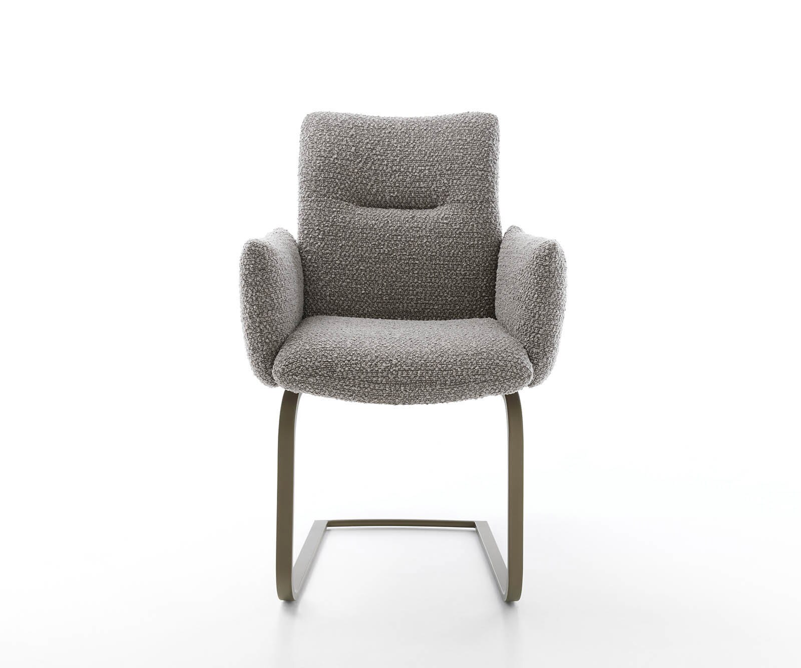 Cantilever Jova-Flex avec accoudoirs bouclé gris argenté pied cantilever plat aspect titane ressorts ensachés 1 Cantilever Jova-Flex avec accoudoirs bouclé gris argenté pied cantilever plat aspect titane ressorts ensachés 1