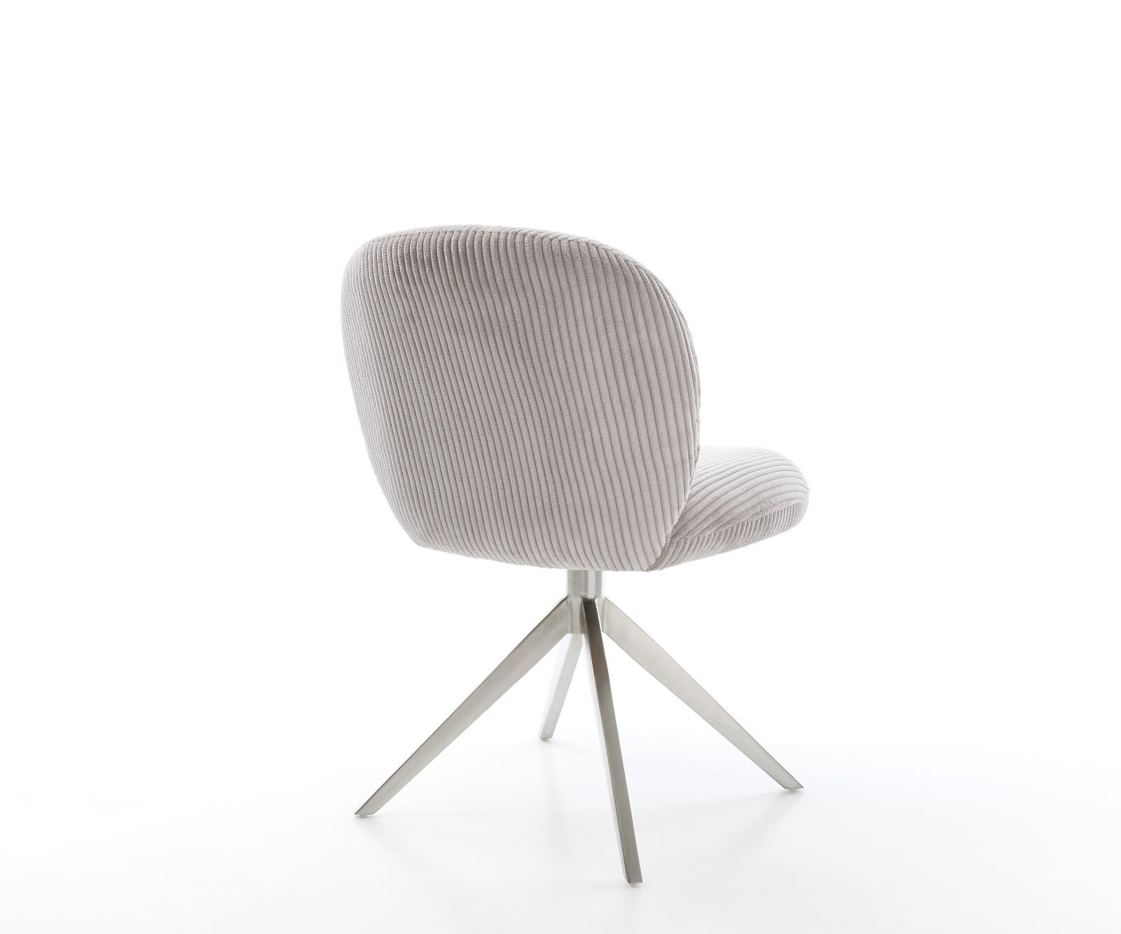 Chaise-pivotante Nube-Flex côtelé gris argenté pied croisé large acier inoxydable brossé pivotement sur 360° fonction bascule ressorts ensachés 4