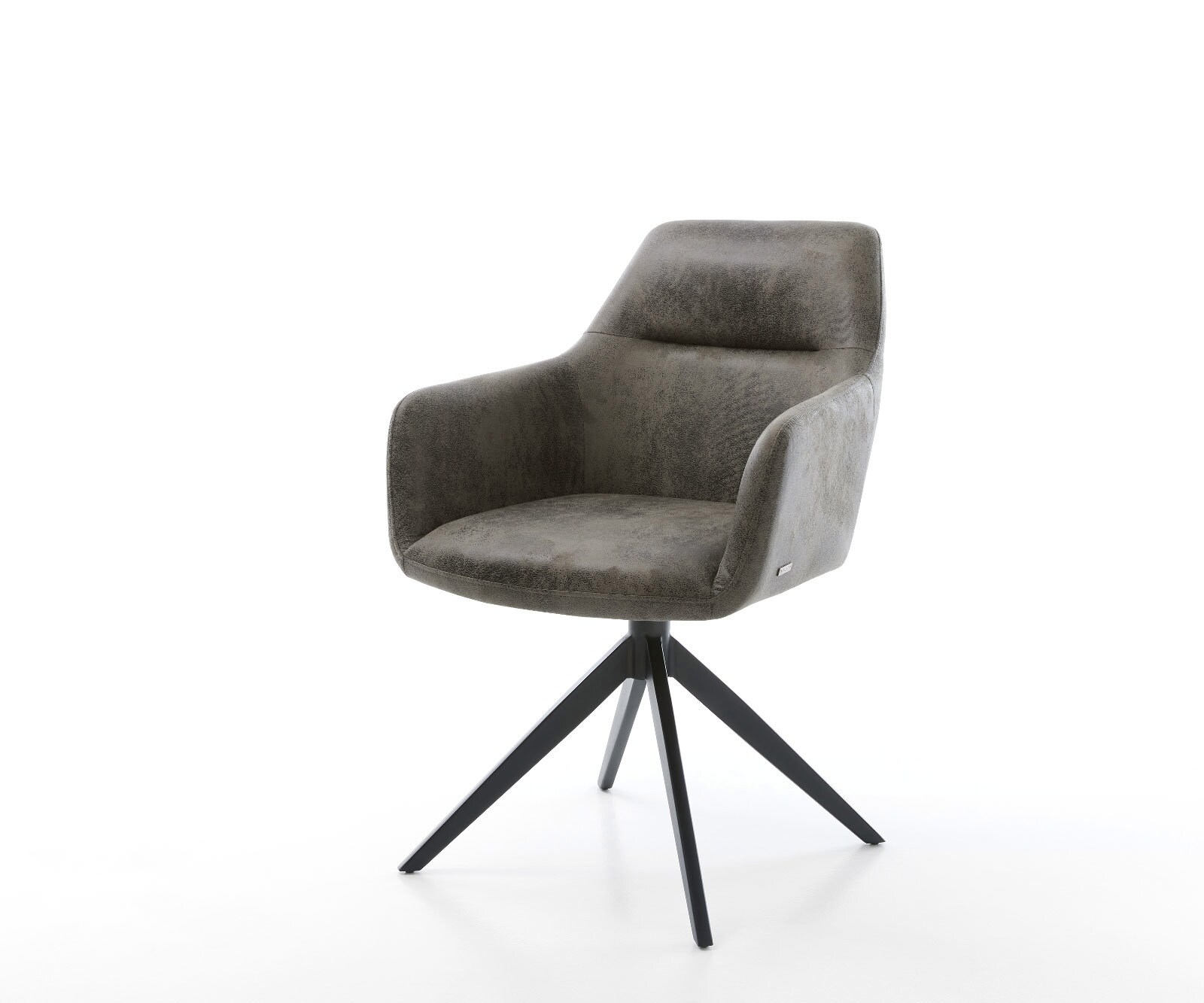 Chaise-pivotante Pejo-Flex microvelours gris antique pied croisé large noir pivotement sur 360° fonction bascule ressorts ensachés