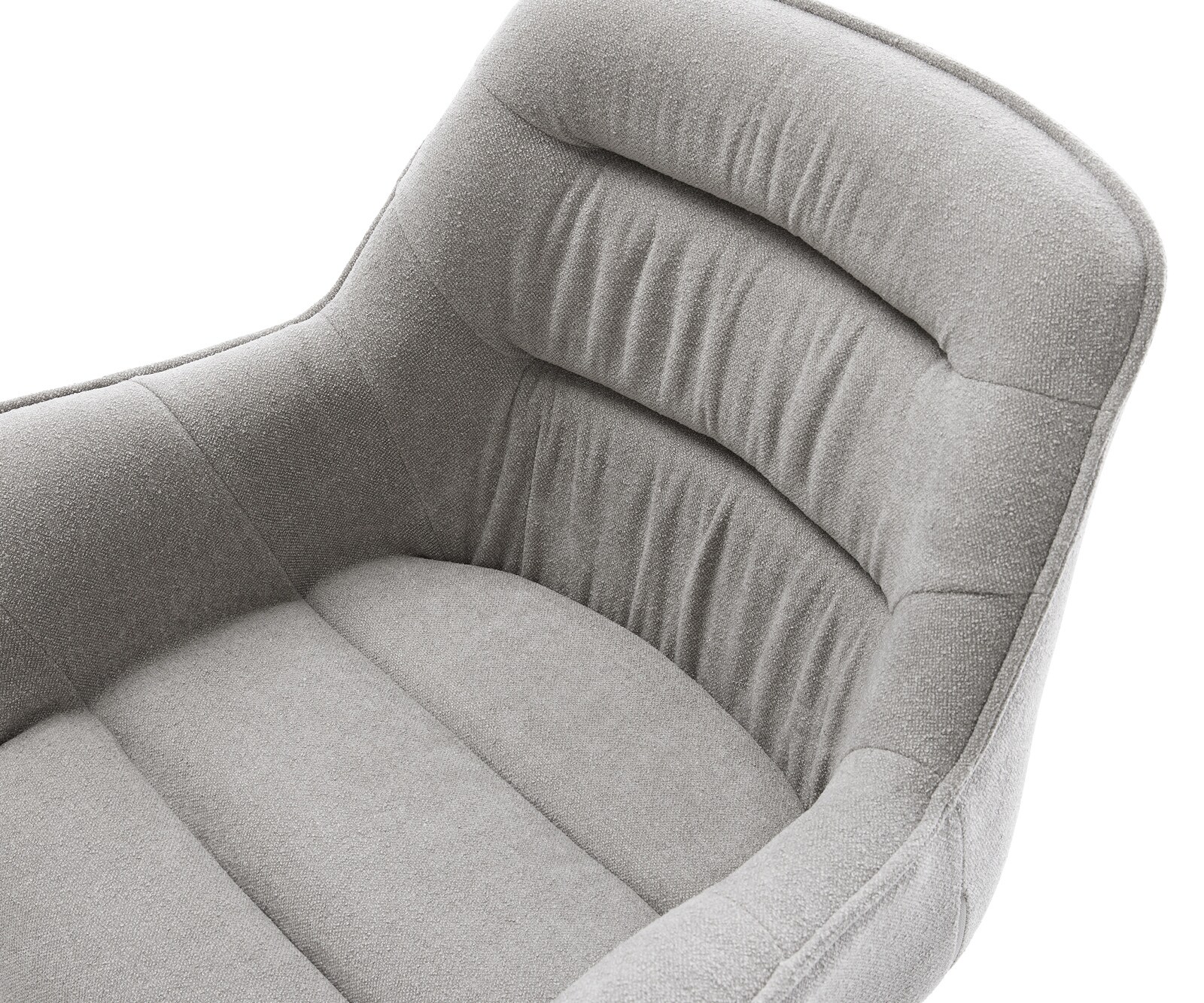 Chaise-pivotante Kaira-Flex tissu structuré doux gris pied croisé angulaire acier inoxydable pivotement sur 180° 4