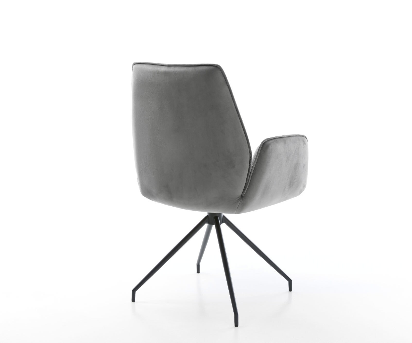 Chaise-de-salle-à-manger Zoa-Flex velours gris pied croisé conique noir ressorts ensachés 4 Chaise-de-salle-à-manger Zoa-Flex velours gris pied croisé conique noir ressorts ensachés 4