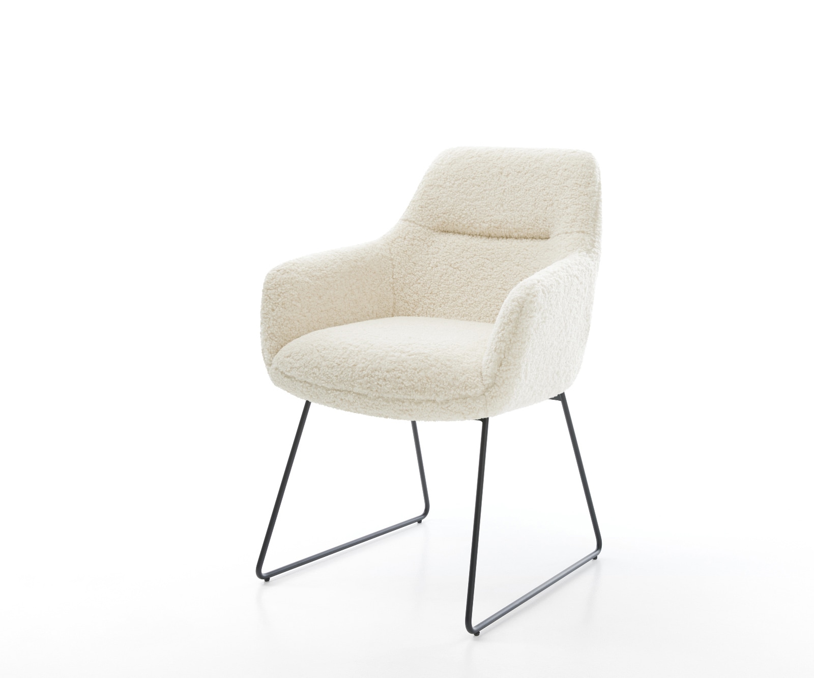 Chaise-de-salle-à-manger Pejo-Flex tissu teddy beige pied trapèze noir resorts ensachés 1