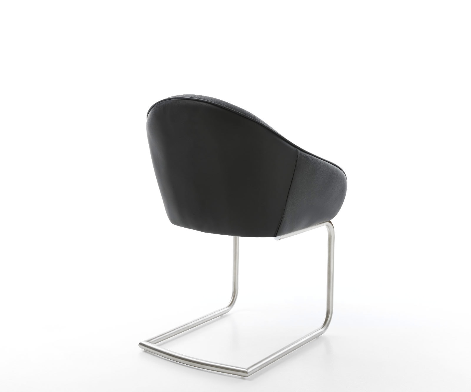 Cantilever Gaio-Flex cuir de vache noir pied cantilever rond acier inoxydable brossé 4 Cantilever Gaio-Flex cuir de vache noir pied cantilever rond acier inoxydable brossé 4