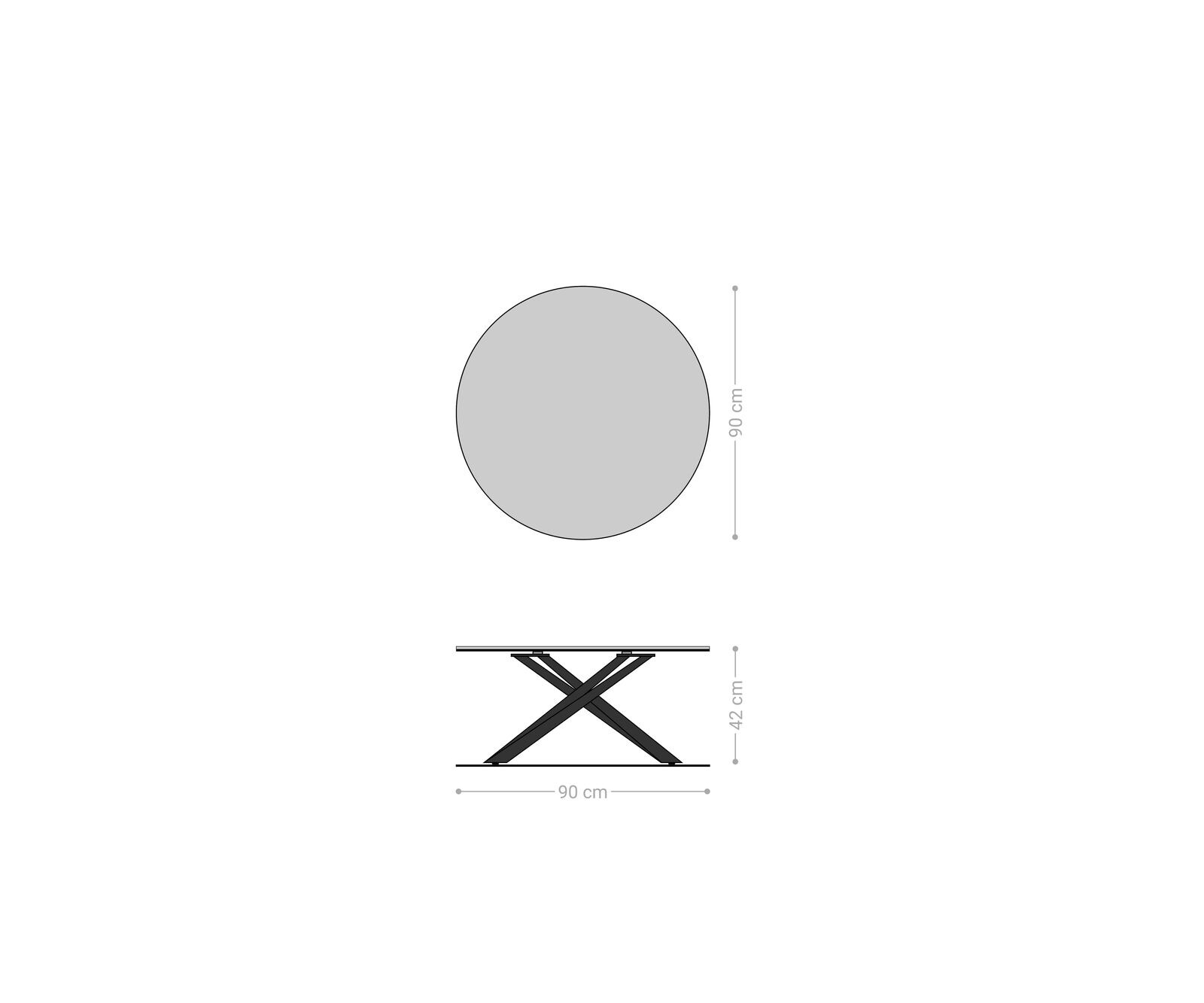Table basse Edge rond 90x90 cm céramique Minas Melange Sarity Metall finition effet titane 6