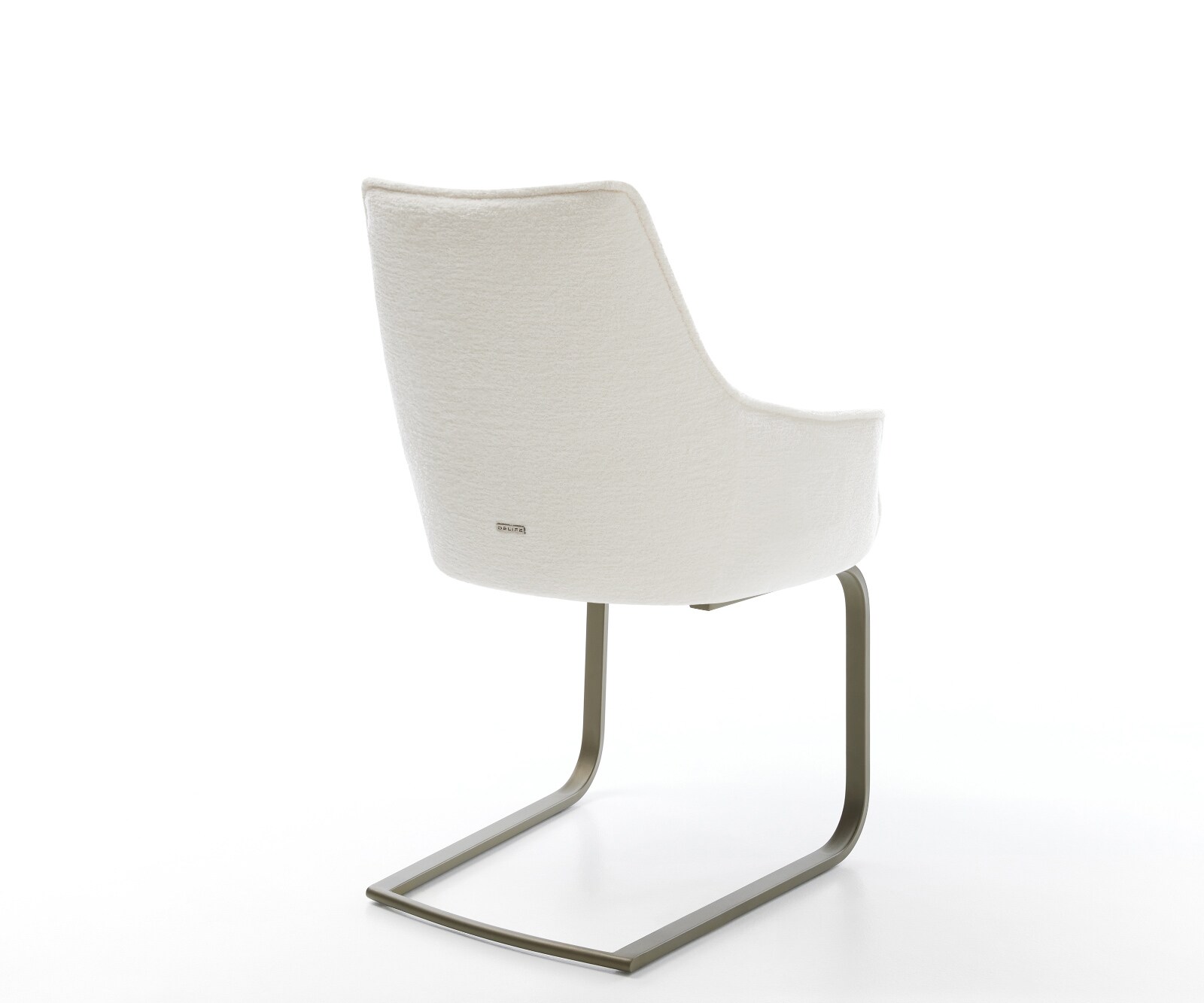 Cantilever Alja-Flex avec accoudoirs bouclé doux beige pied cantilever plat aspect titane resorts ensachés 5