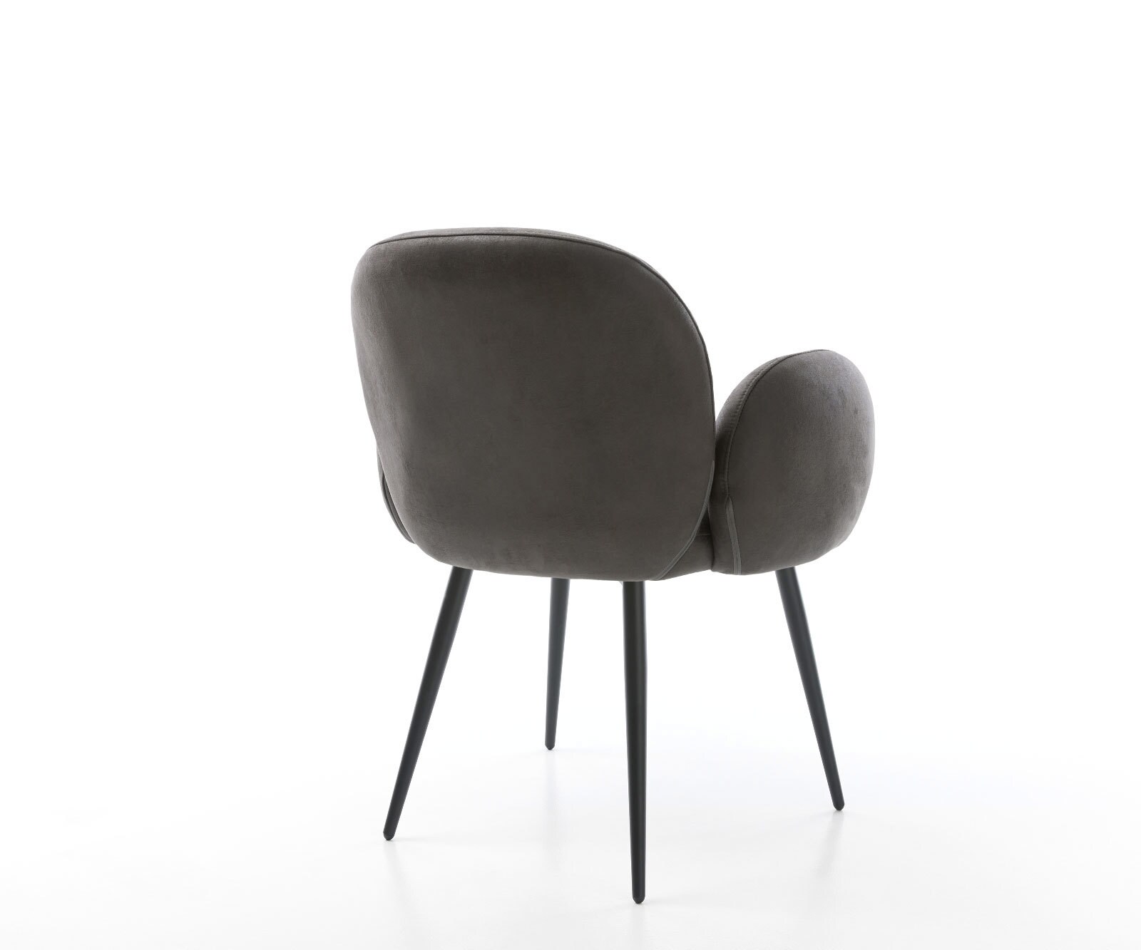 Chaise-de-salle-à-manger Nube-Flex avec accoudoirs microvelours anthracite vintage 4 pieds coniques noir ressorts ensachés 4 Chaise-de-salle-à-manger Nube-Flex avec accoudoirs microvelours anthracite vintage 4 pieds coniques noir ressorts ensachés 4