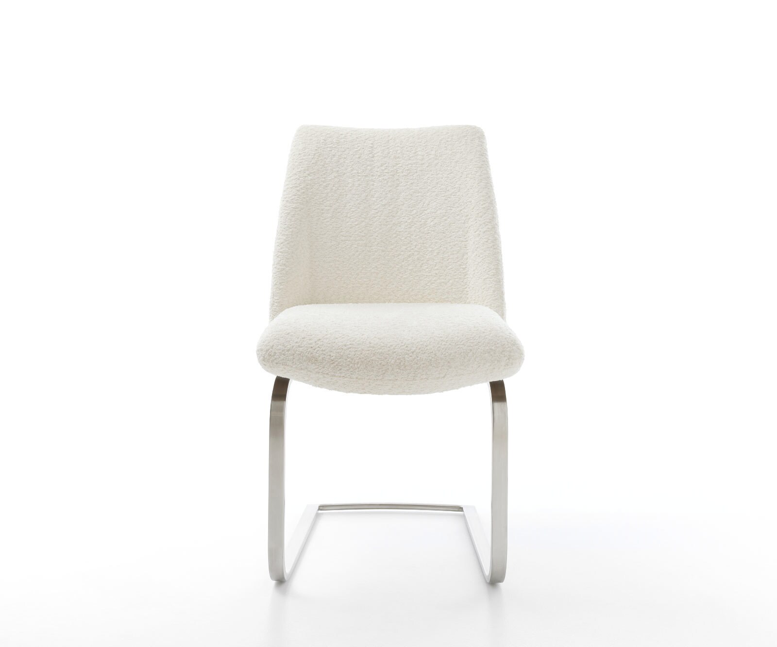 Cantilever Elso-Flex bouclé blanc pied cantilever plat acier inoxydable brossé ressorts ensachés 2