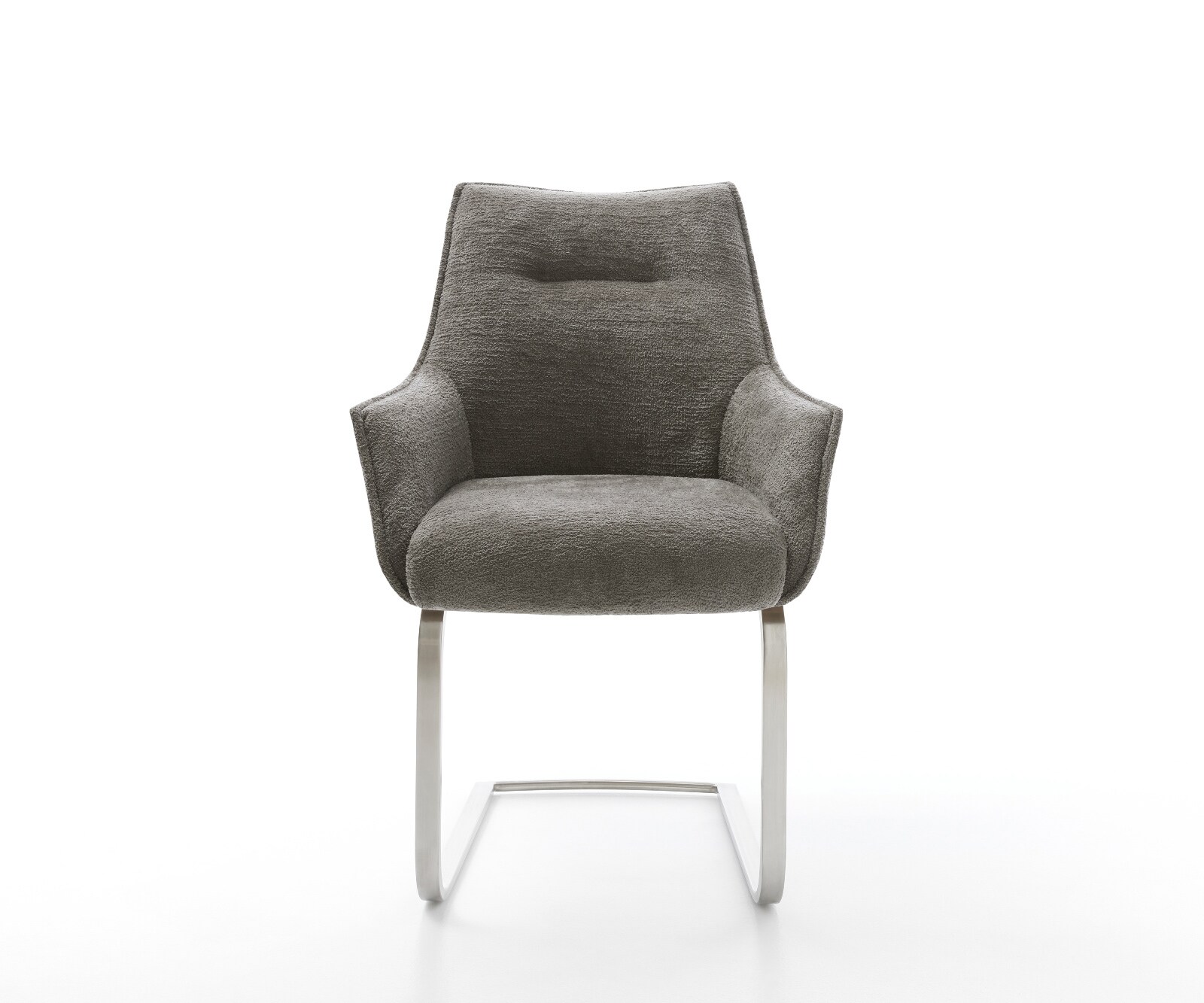 Cantilever Alja-Flex avec accoudoirs bouclé doux couleur boue pied cantilever plat acier inoxydable resorts ensachés 2