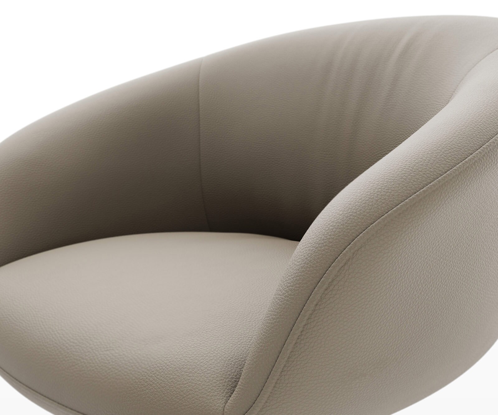 Chaise-pivotante Vinka-Flex cuir de vache couleur boue pied croisé large acier inoxydable brossé pivotement sur 360° fonction bascule ressorts ensachés 3