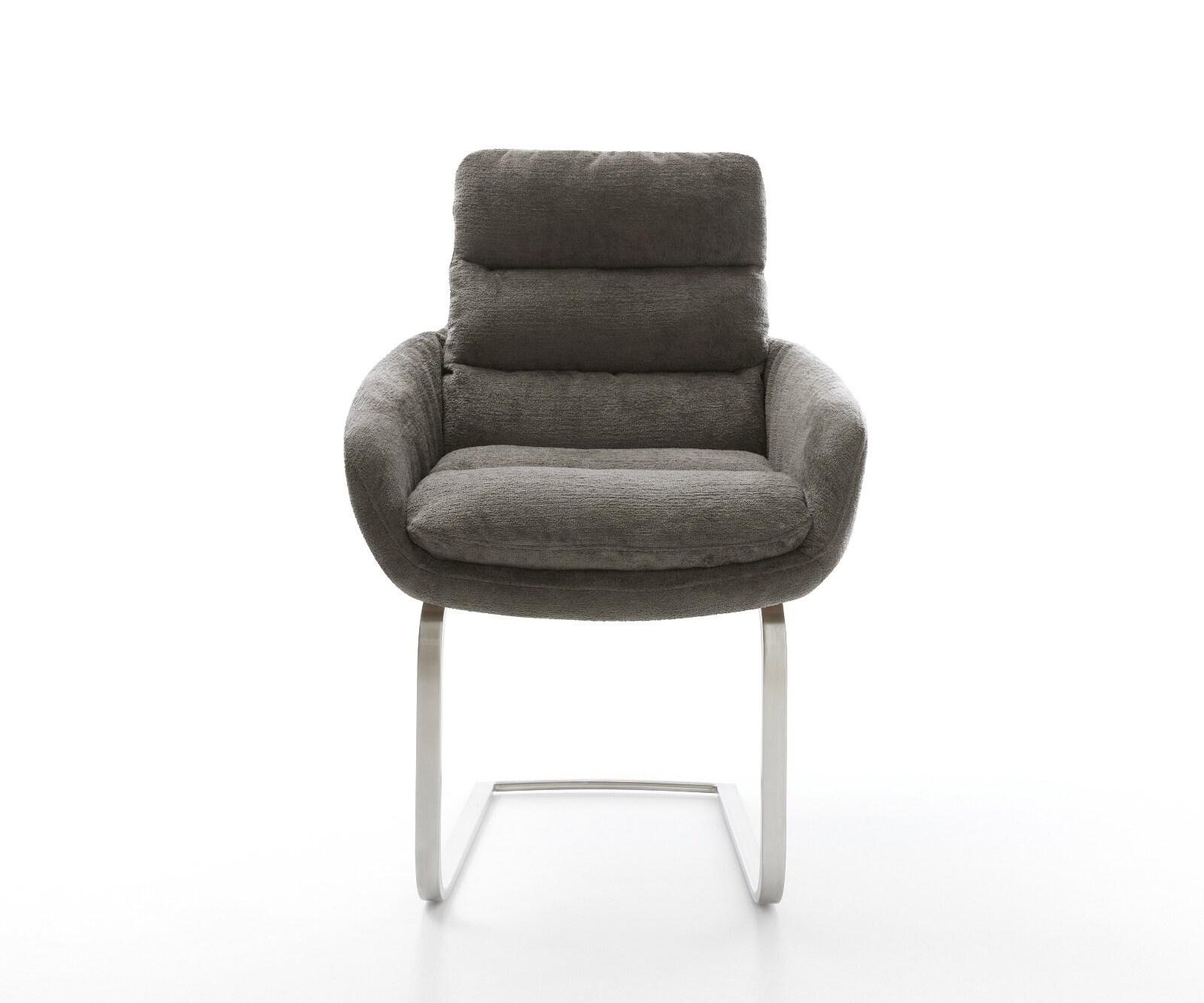 Cantilever Abelia-Flex avec accoudoirs bouclé doux couleur boue pied cantilever plat acier inoxydable 1