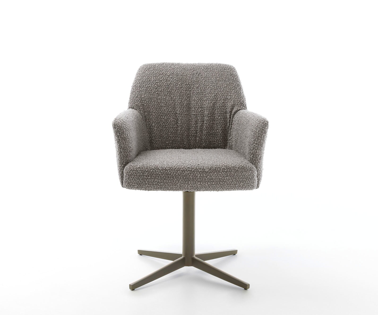 Chaise-pivotante Xana-Flex avec accoudoirs bouclé gris argenté pied de chaise 4 branches aspect titane pivotement sur 360° ressorts ensachés 1