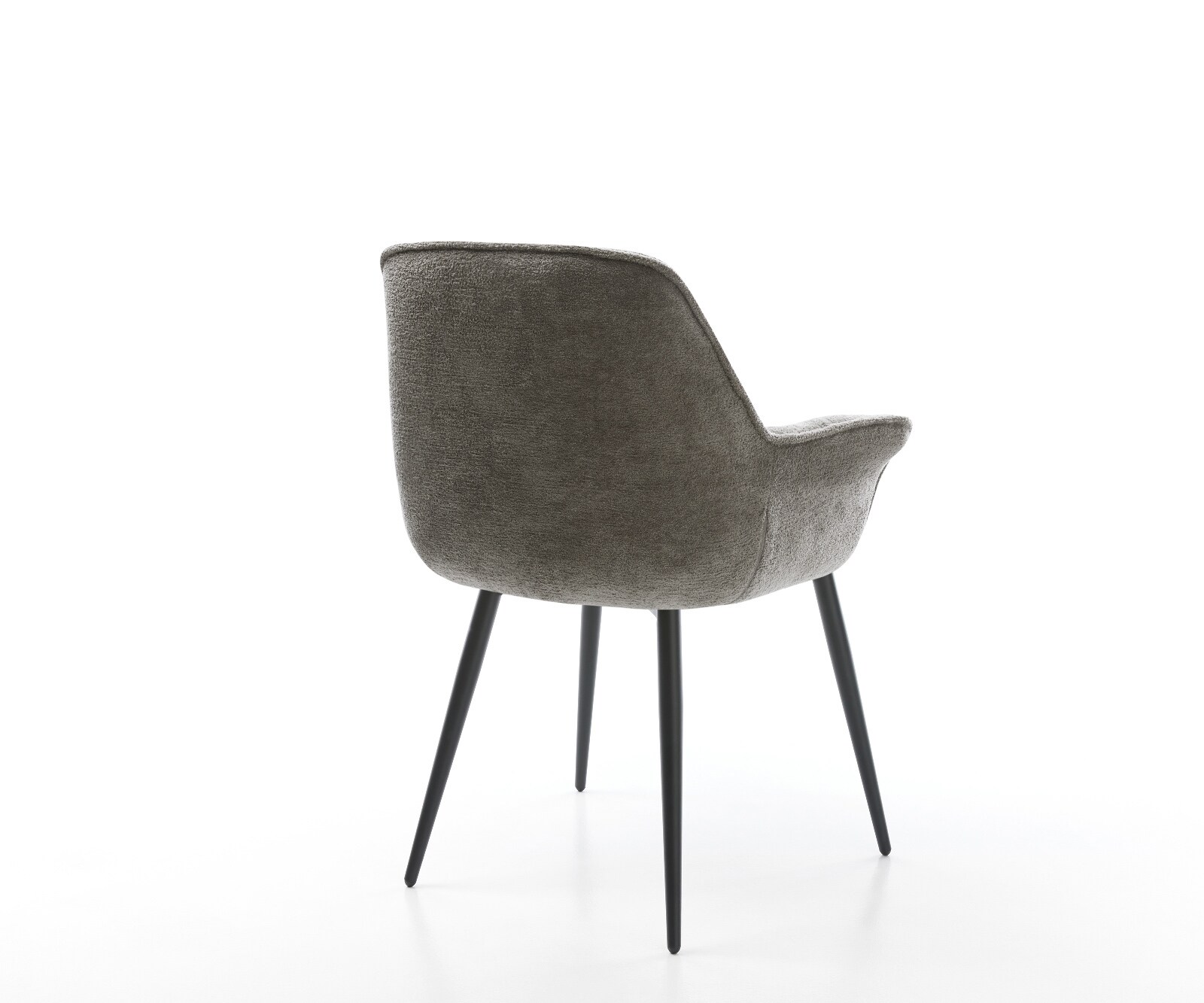 Chaise-de-salle-à-manger Kaira-Flex bouclé doux couleur boue 4 pieds coniques noir 4