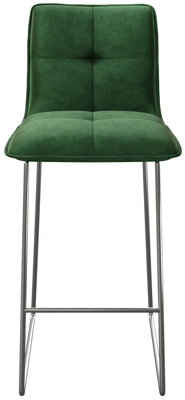 Chaise-de-bar Maddy-Flex velours vert cadre de patins acier inoxydable 3 Chaise-de-bar Maddy-Flex velours vert cadre de patins acier inoxydable 3