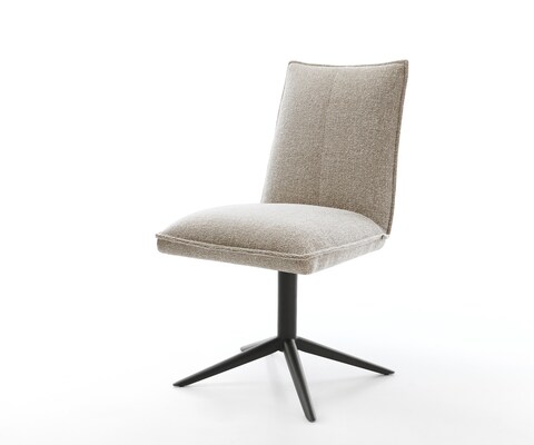 Chaise-pivotante Lelio-Flex tissu tissé doux beige pied de chaise 4 branches noir pivotement sur 360° fonction bascule resorts ensachés