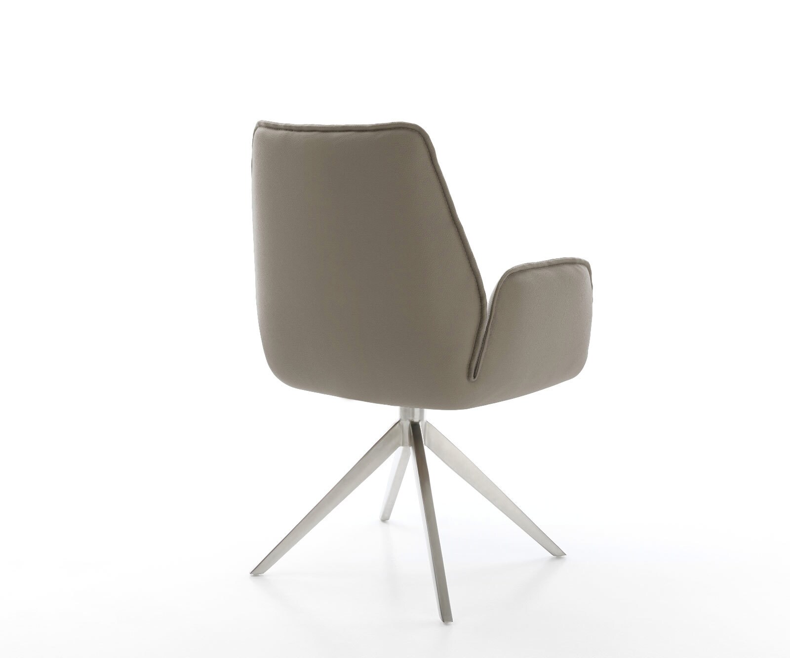Chaise-pivotante Zoa-Flex cuir de vache couleur boue pied croisé large acier inoxydable brossé pivotement sur 360° fonction bascule ressorts ensachés 4