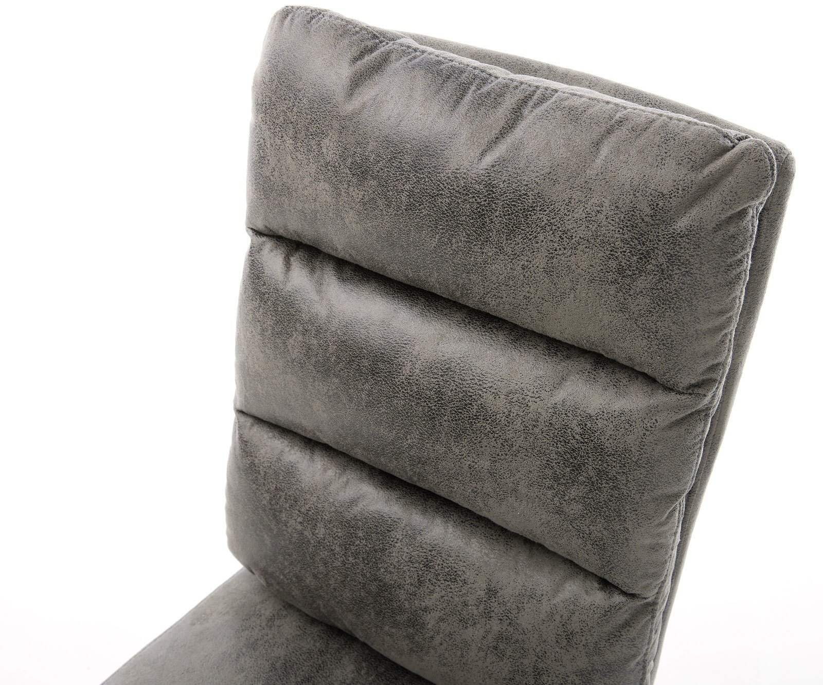 Chaise-pivotante Pela-Flex microvelours gris antique pied croisé large acier inoxydable brossé pivotement sur 360° fonction bascule ressorts ensachés 4