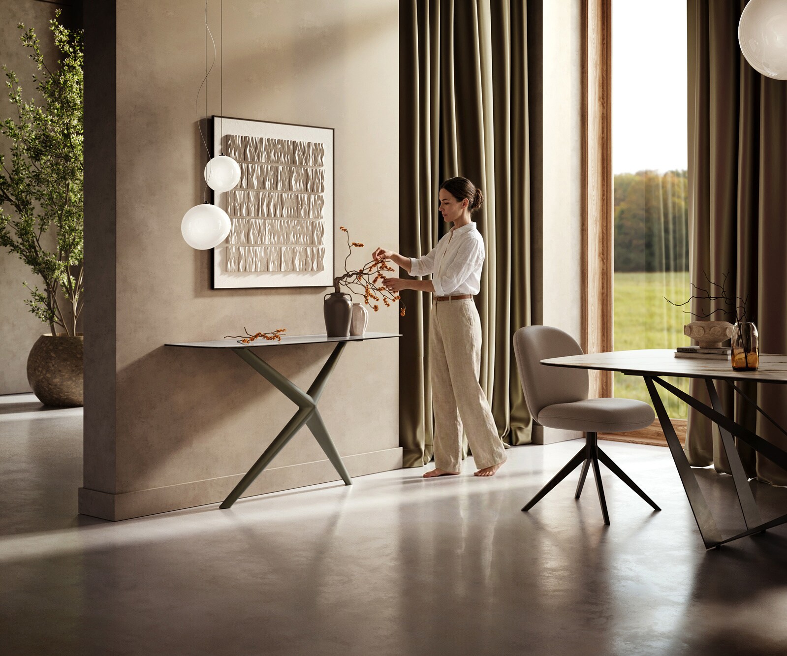Console Edge forme bateau 140x40 cm Céramique Onyx Pearl Estelo Métal Effektfinish Titan 6