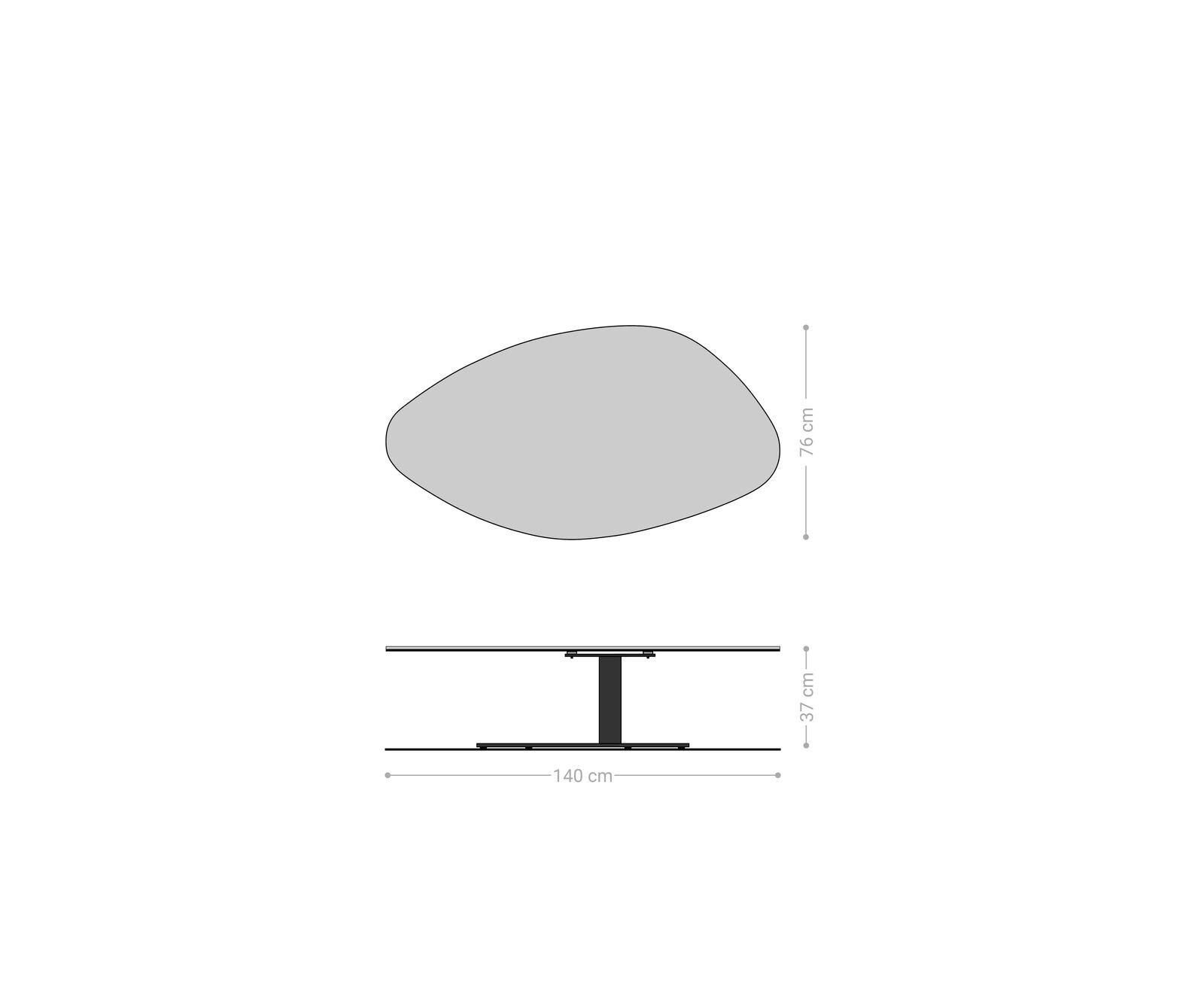 Table basse Edge Organique 140x76 cm céramique Minas Melange Vibany Metall finition effet titane 7
