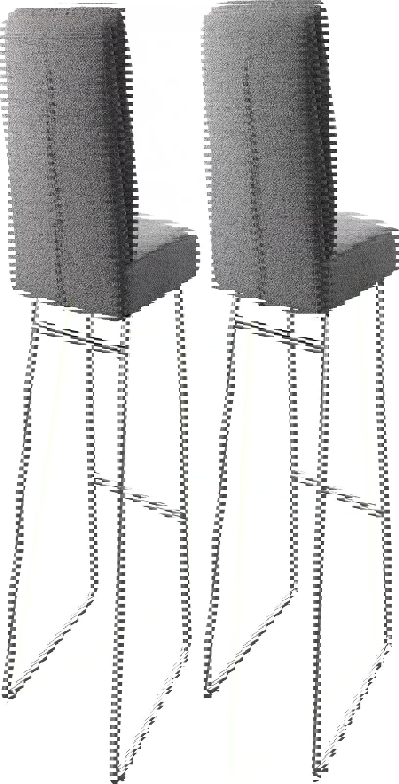 Chaise-de-bar Pela-Flex tissu texturé gris clair cadre de patins acier inoxydable 4