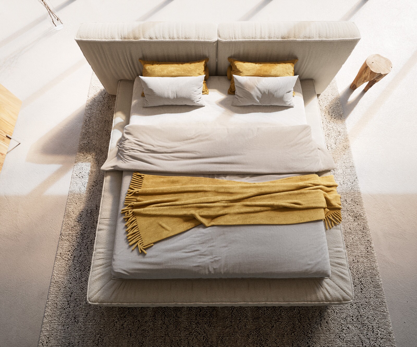 Sommier-rembourré Coperti 180x200 cm Bouclé blanc crème 5