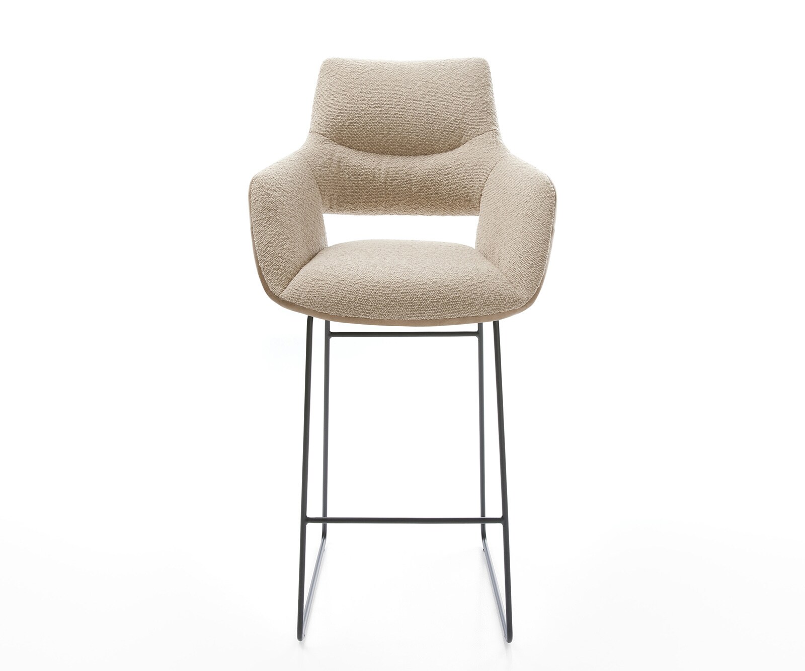 Chaise-de-bar Yago-Flex mélange de matériaux microfibre boue / bouclé boue cadre à patins métal noir Ressorts ensachés 1