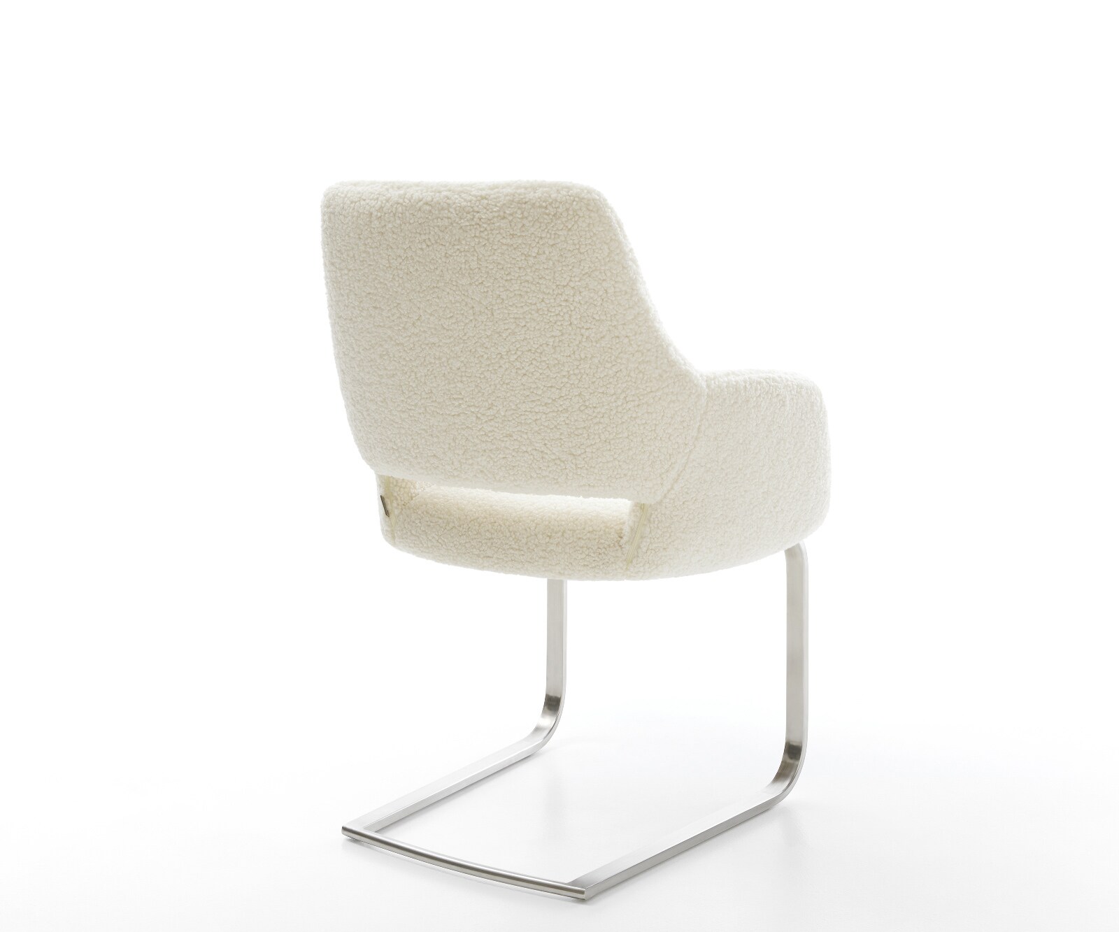 Cantilever Yago-Flex avec accoudoirs tissu teddy beige pied cantilever plat acier inoxydable resorts ensachés 5