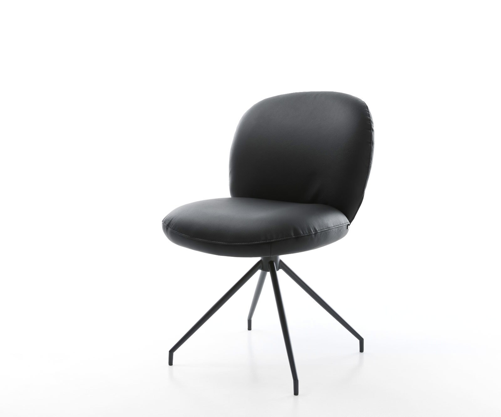Chaise-pivotante Nube-Flex cuir de vache noir pied croisé conique noir pivotement sur 180° ressorts ensachés