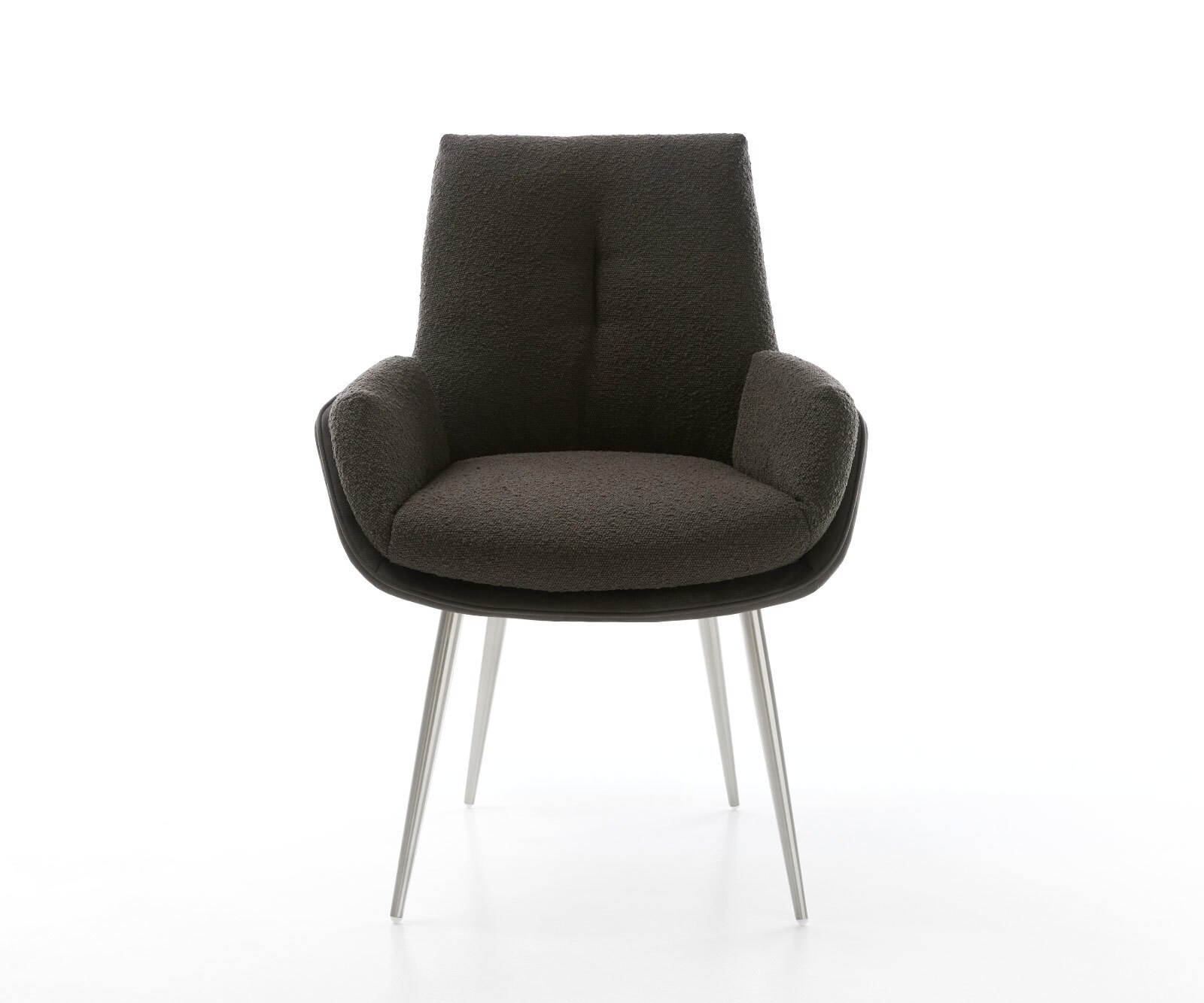 Chaise-de-salle-à-manger Clea-Flex tissu mixte noir 4 pieds coniques acier inoxydable brossé 1 Chaise-de-salle-à-manger Clea-Flex tissu mixte noir 4 pieds coniques acier inoxydable brossé 1