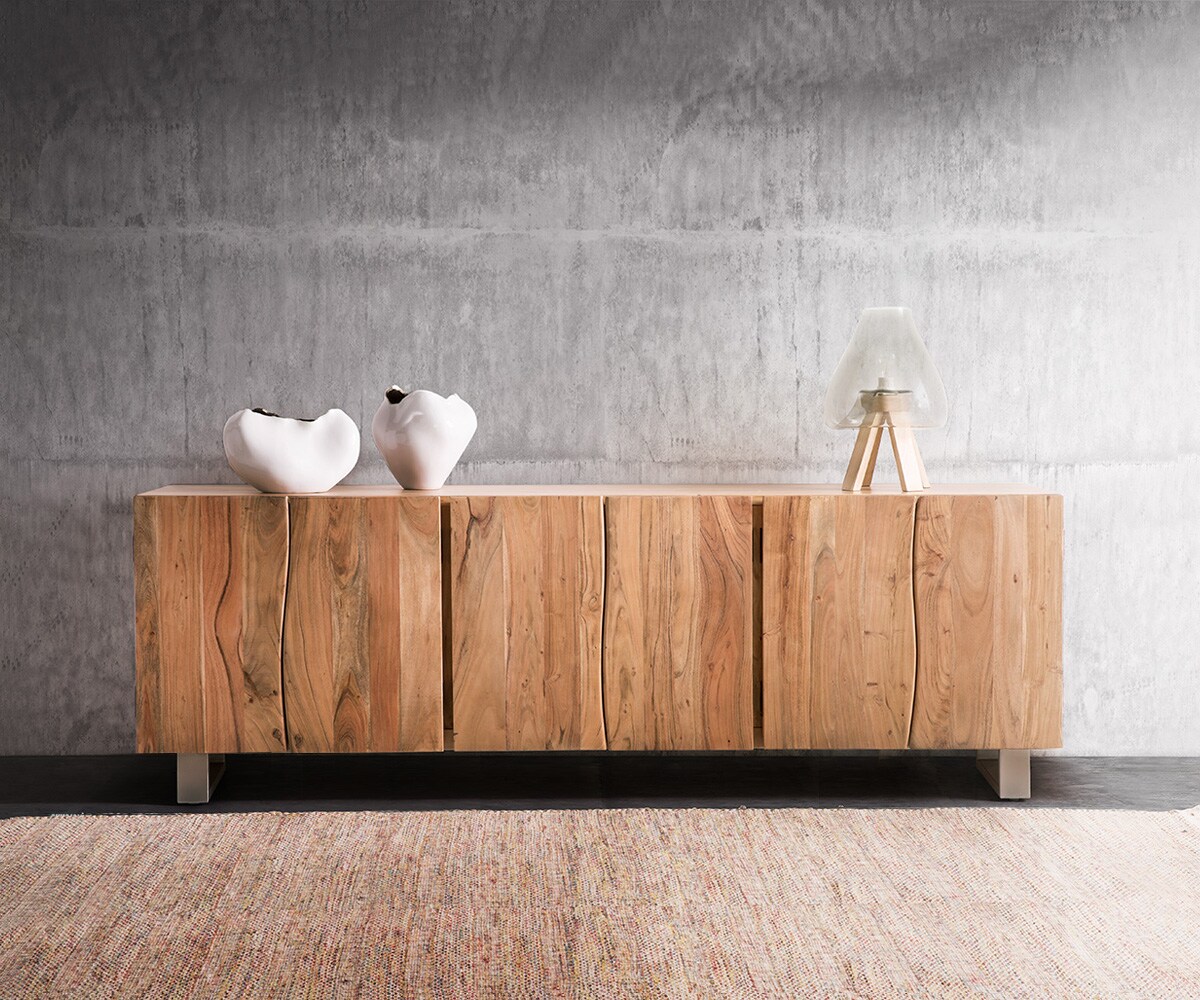 Buffet Live-Edge 220 cm Acacia Nature massif 6 portes 1