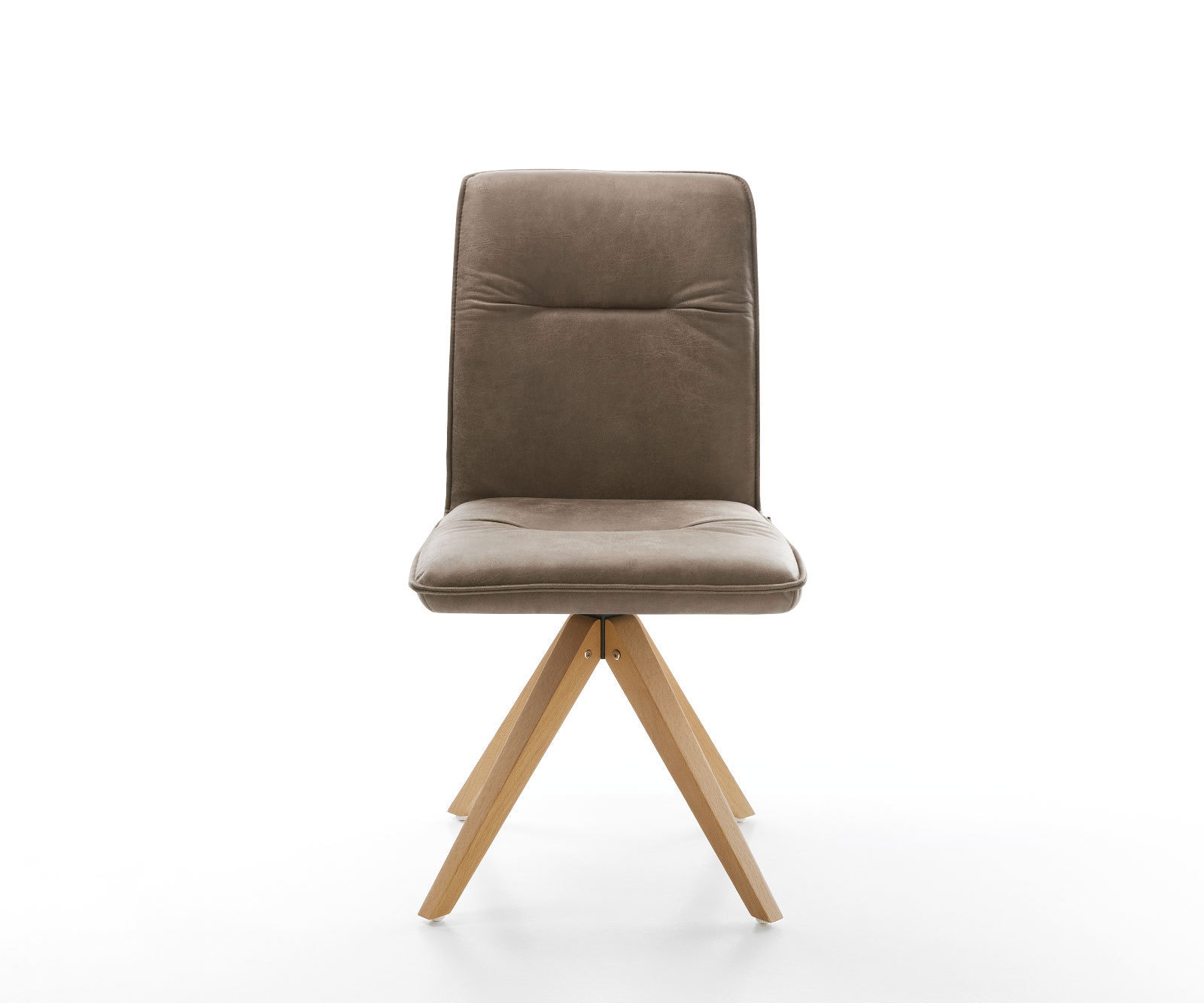 Chaise-de-salle-à-manger Vinjo-Flex microvelours taupe vintage pied en bois angulaire naturel 1 Chaise-de-salle-à-manger Vinjo-Flex microvelours taupe vintage pied en bois angulaire naturel 1