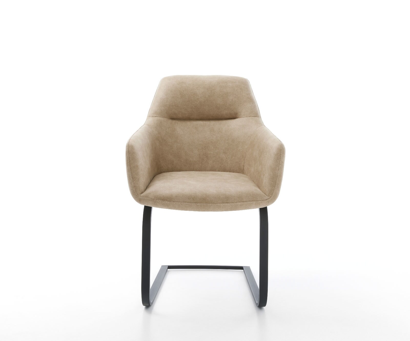 Cantilever Pejo-Flex microvelours beige vintage pied cantilever plat noir ressorts ensachés 1